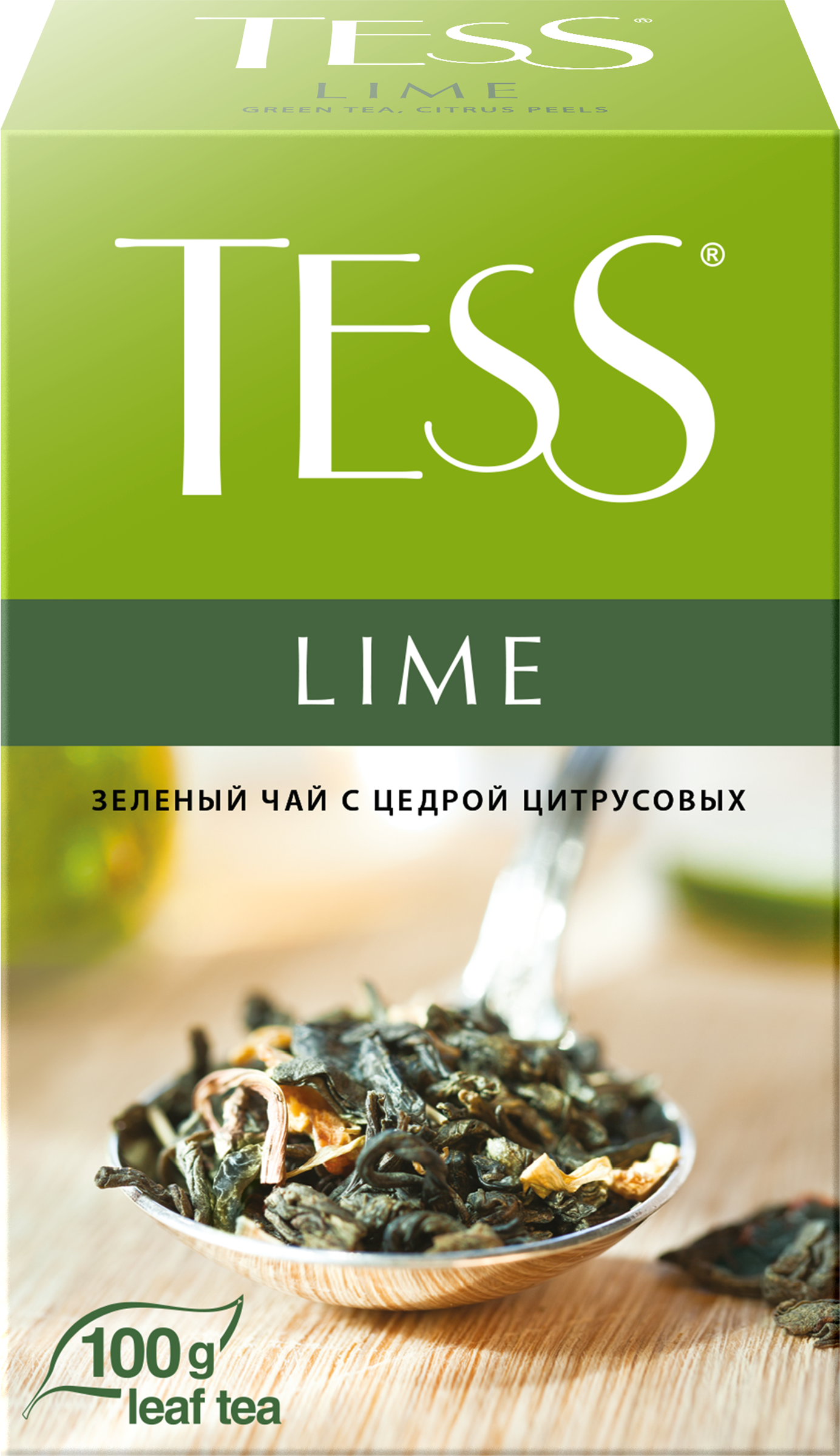 Изображение товара Зеленый чай TESS Lime с цедрой и ароматом лайма листовой 100г Изображение товара Зеленый чай TESS Lime с цедрой и ароматом лайма листовой 100г