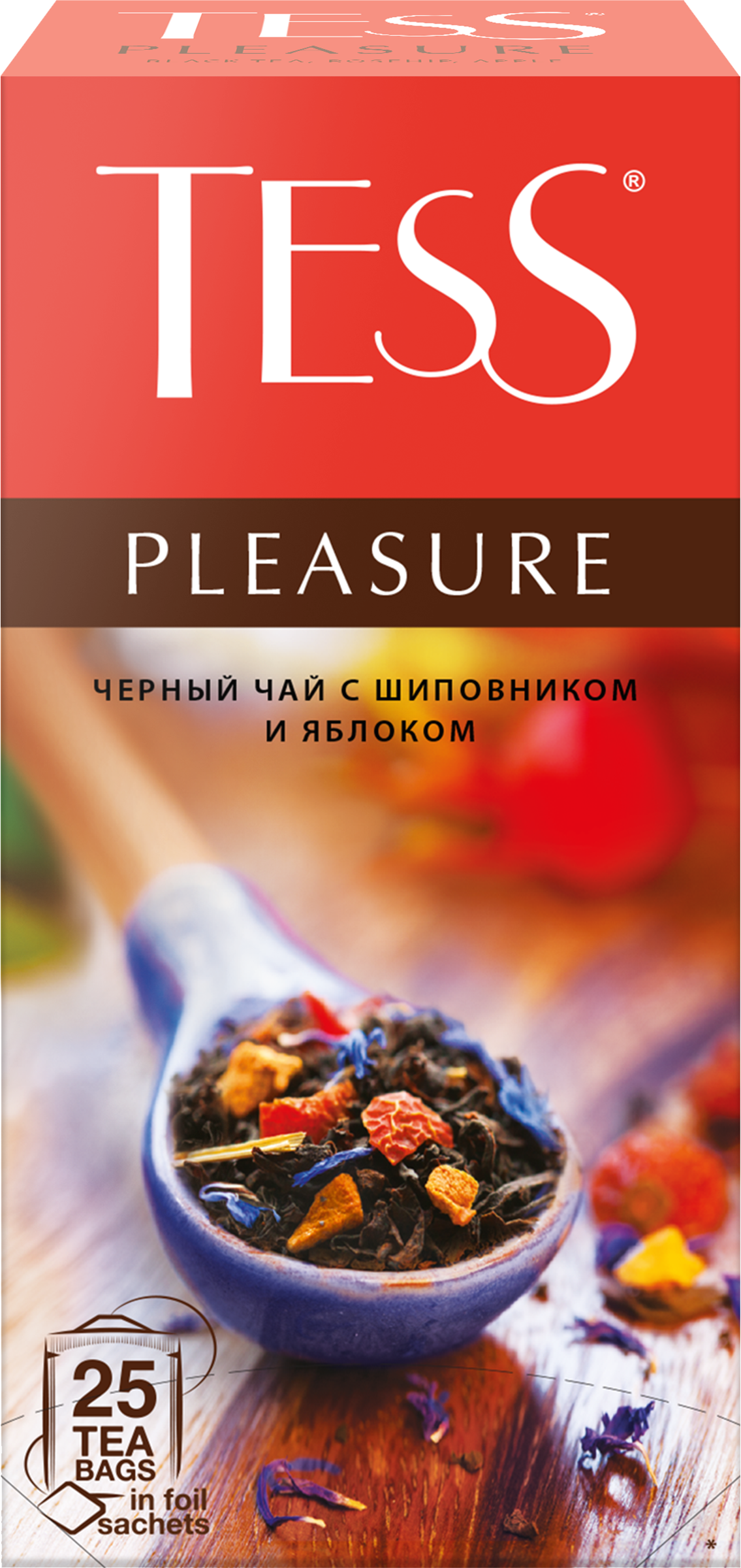 Изображение товара Чай черный TESS Pleasure с добавками, 25 пакетов - насыщенный и ароматный напиток