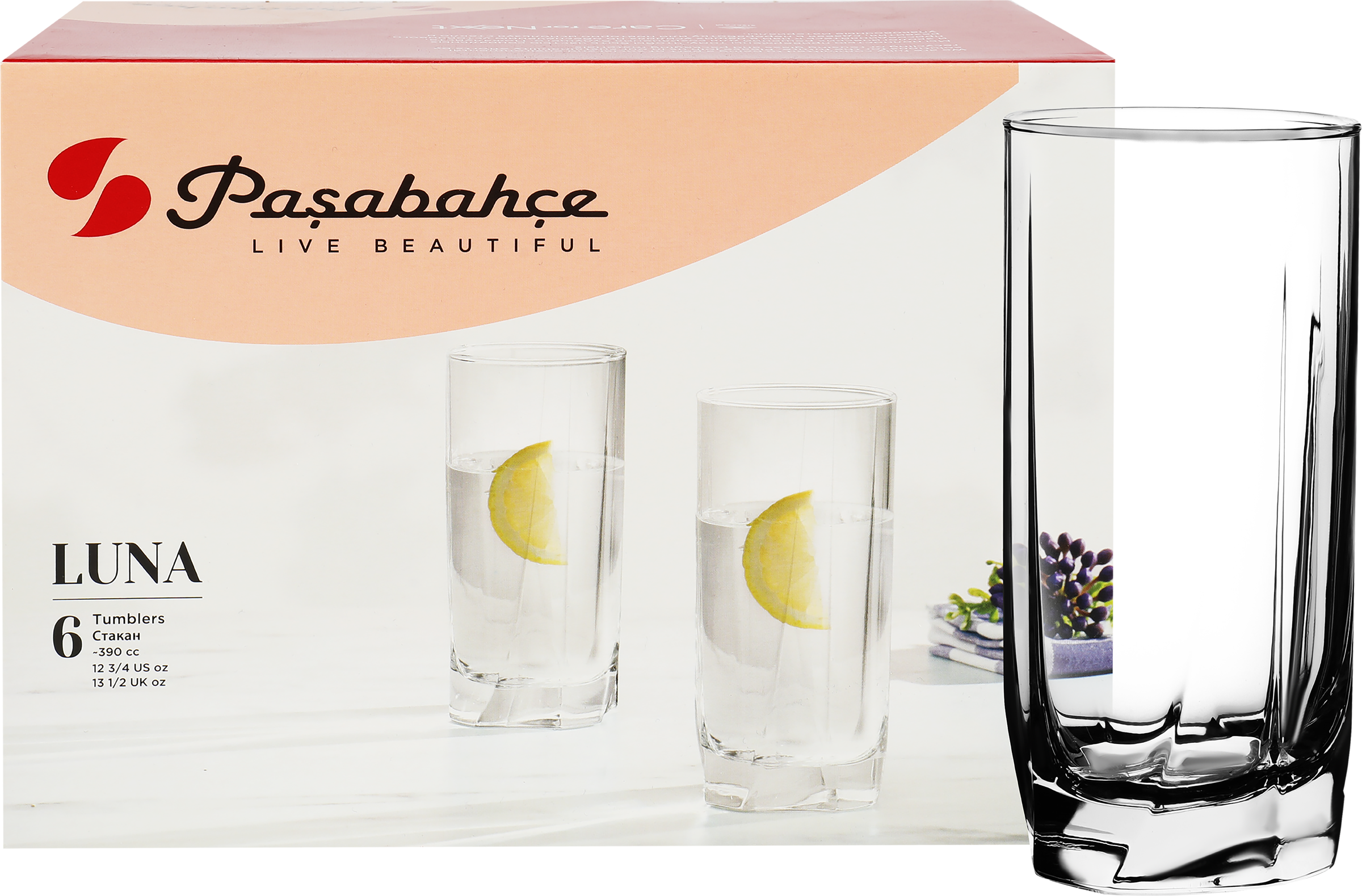Изображение товара Стаканы PASABAHCE Luna высокие 375мл набор из 6 шт для напитков Изображение товара Стаканы PASABAHCE Luna высокие 375мл набор из 6 шт для напитков