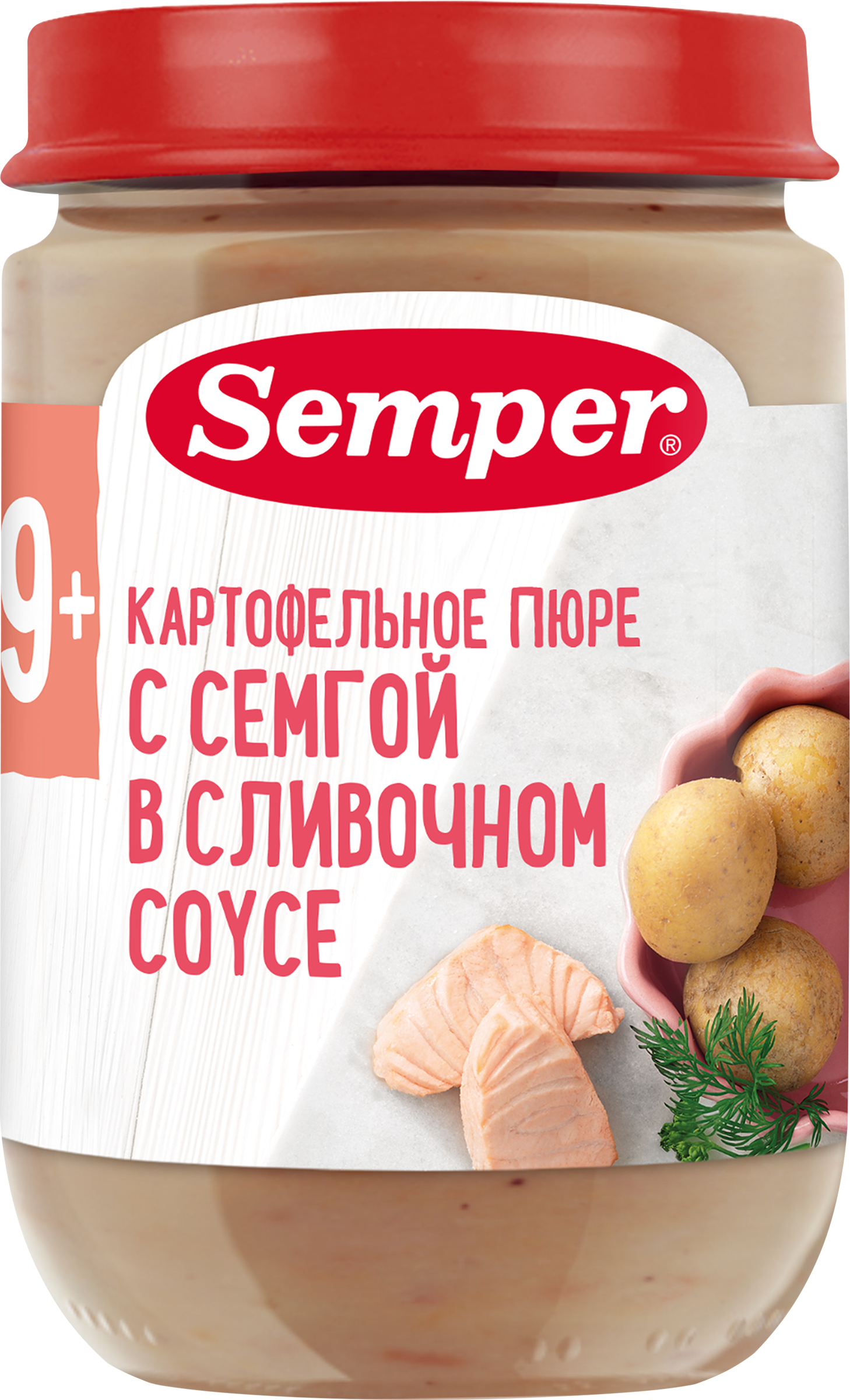 Изображение товара Детское рыбно-овощное пюре SEMPER с семгой и сливками 190г Изображение товара Детское рыбно-овощное пюре SEMPER с семгой и сливками 190г