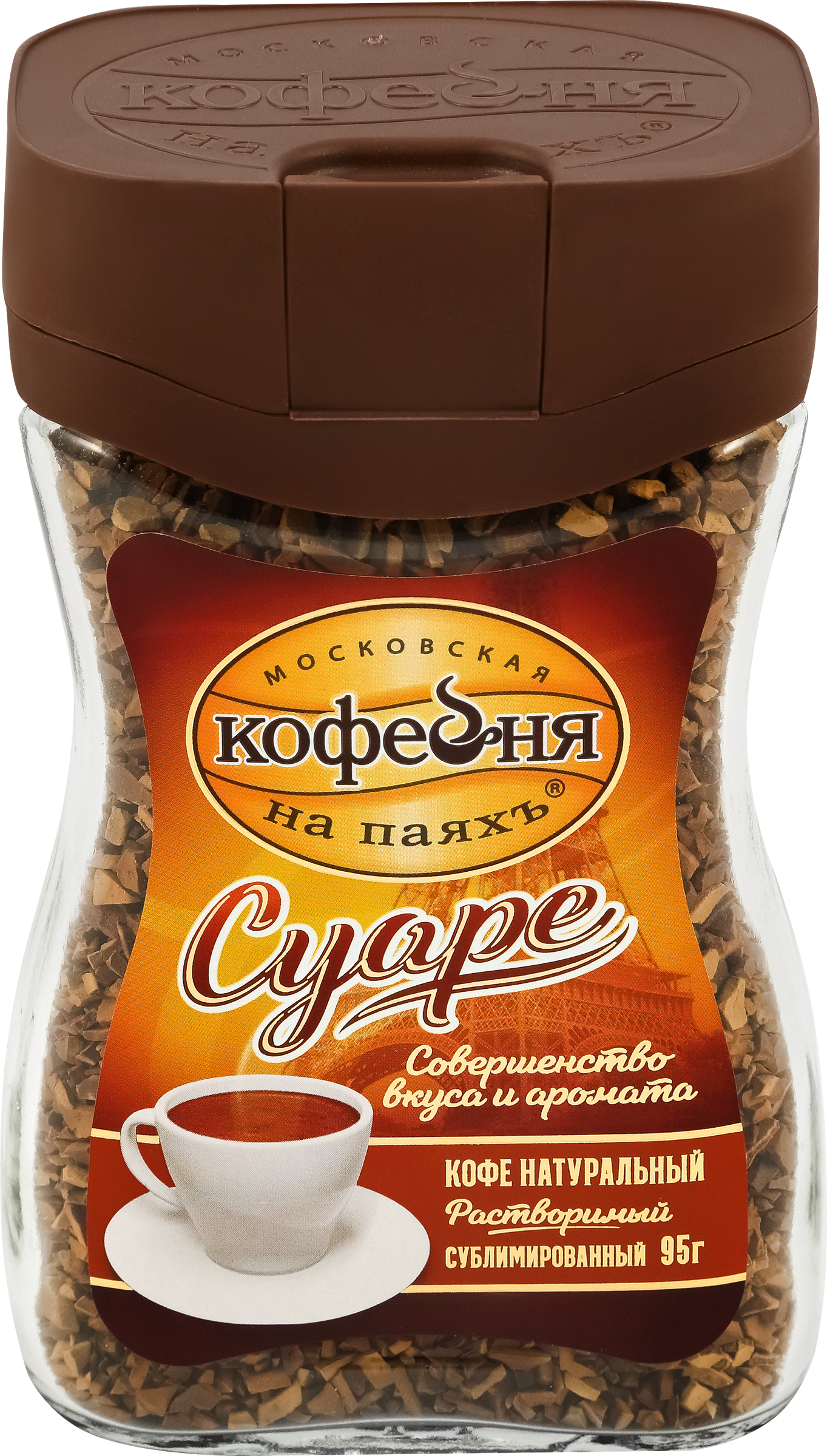 Изображение товара Растворимый кофе МОСКОВСКАЯ КОФЕЙНЯ НА ПАЯХЪ Суаре натуральный 95г стеклянная банка