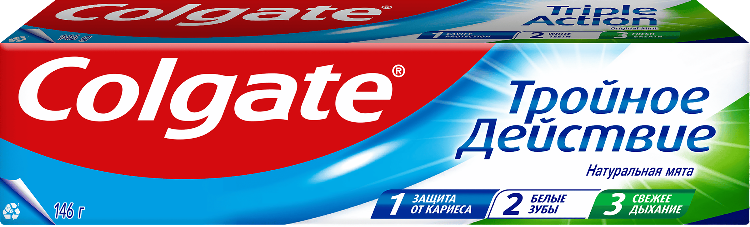 Изображение товара Зубная паста COLGATE Тройное действие Натуральная мята для защиты от кариеса, удаления потемнений с зубов и свежего дыхания, 100мл