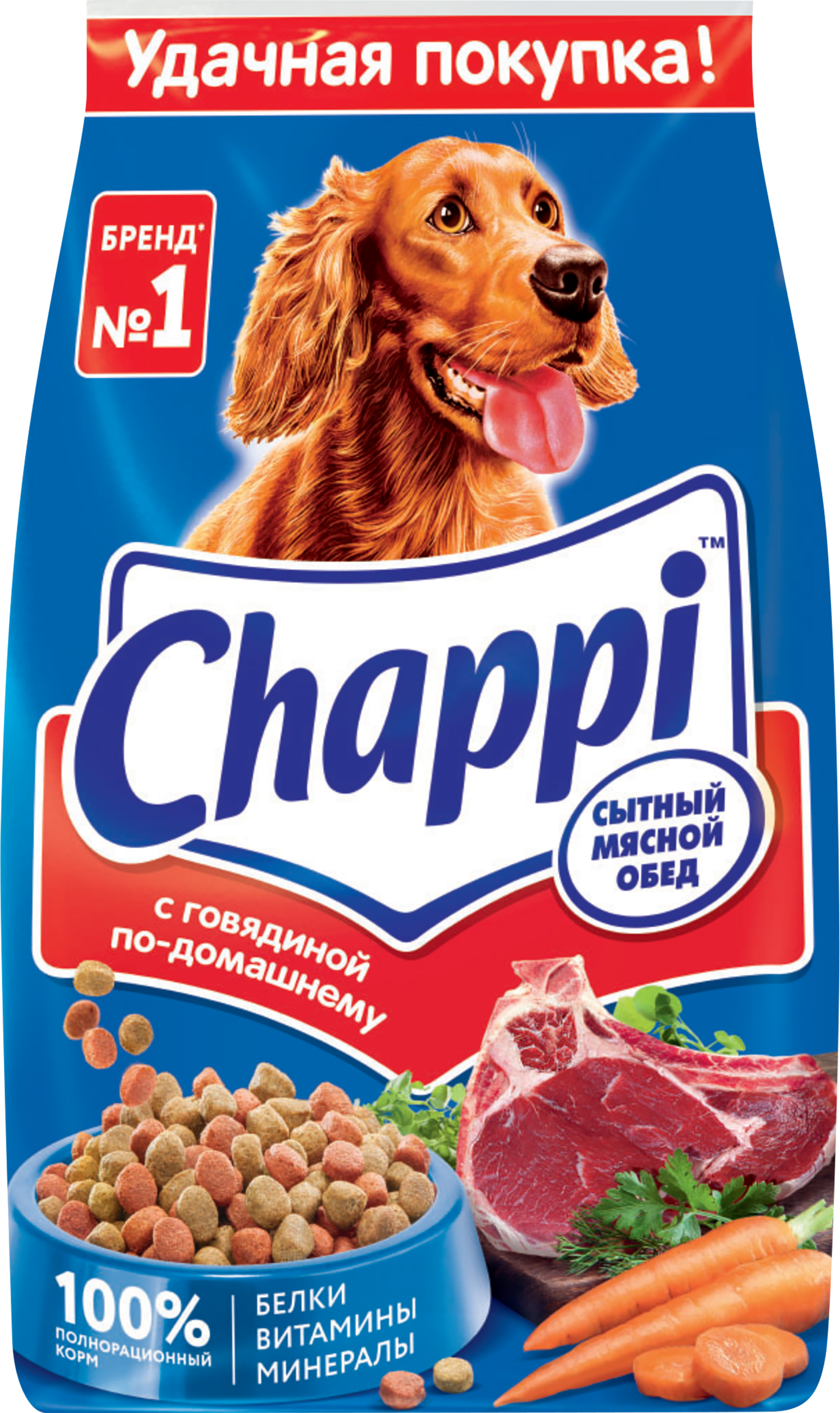 Изображение товара Корм для собак CHAPPI Сытный мясной обед с говядиной 2, 5кг - сбалансированное питание для взрослых Изображение товара Корм для собак CHAPPI Сытный мясной обед с говядиной 2, 5кг - сбалансированное питание для взрослых