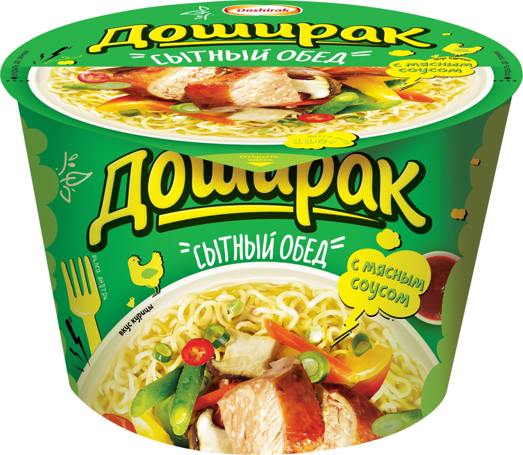 Изображение товара Лапша DOSHIRAK Сытный обед со вкусом курицы 110 г быстрого приготовления Изображение товара Лапша DOSHIRAK Сытный обед со вкусом курицы 110 г быстрого приготовления