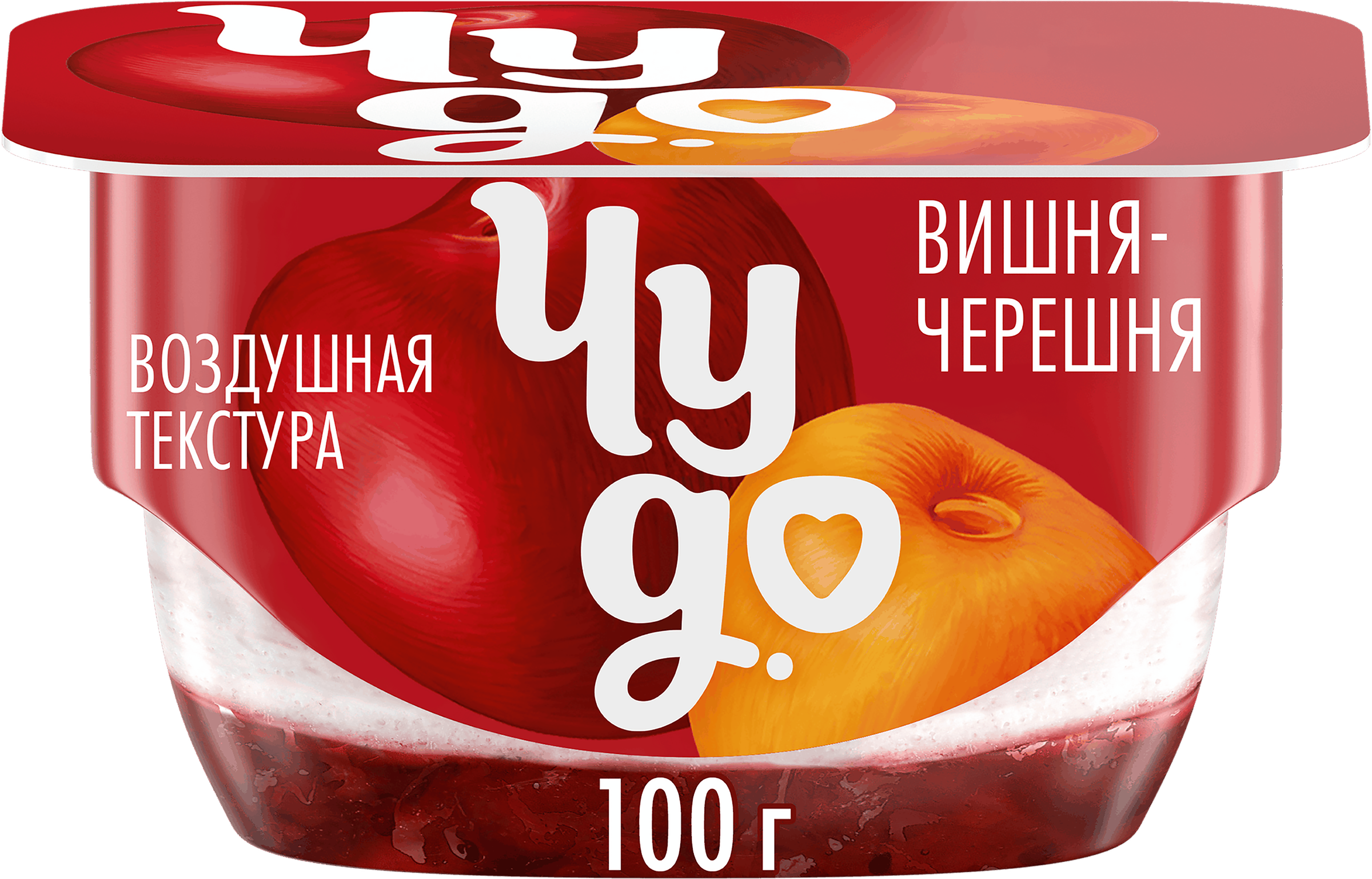 Изображение товара Десерт творожный ЧУДО Творожок взбитый двухслойный Вишня, черешня 4%, без змж, 100г Изображение товара Десерт творожный ЧУДО Творожок взбитый двухслойный Вишня, черешня 4%, без змж, 100г