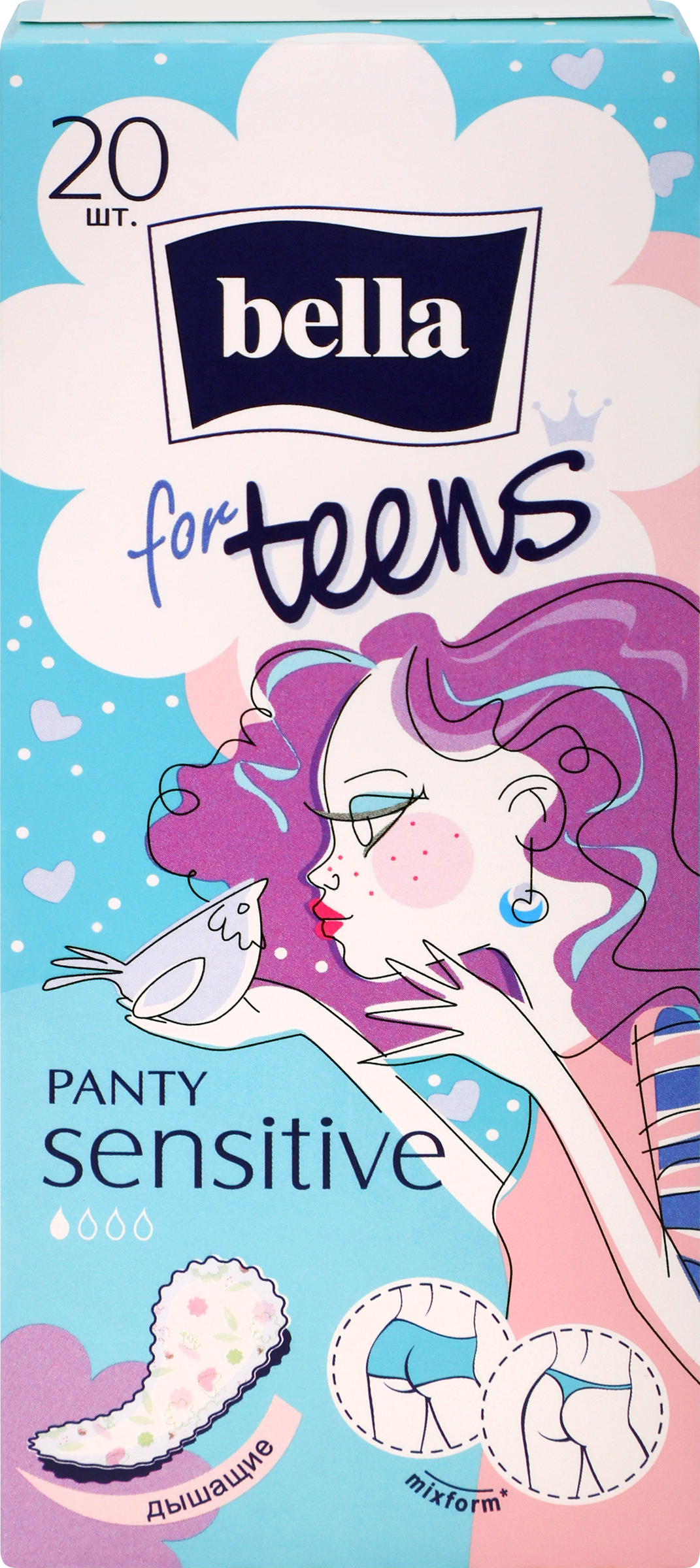 Изображение товара Ультратонкие женские прокладки BELLA For teens Sensitive, 20 шт Изображение товара Ультратонкие женские прокладки BELLA For teens Sensitive, 20 шт