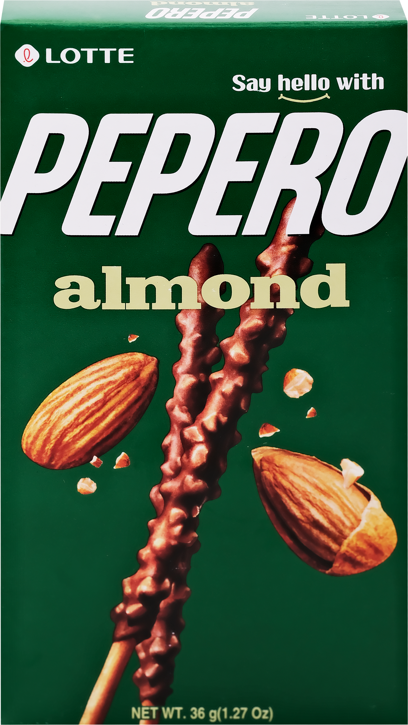Изображение товара Соломка LOTTE Almond Pepero в шоколадной глазури с миндалем 36г