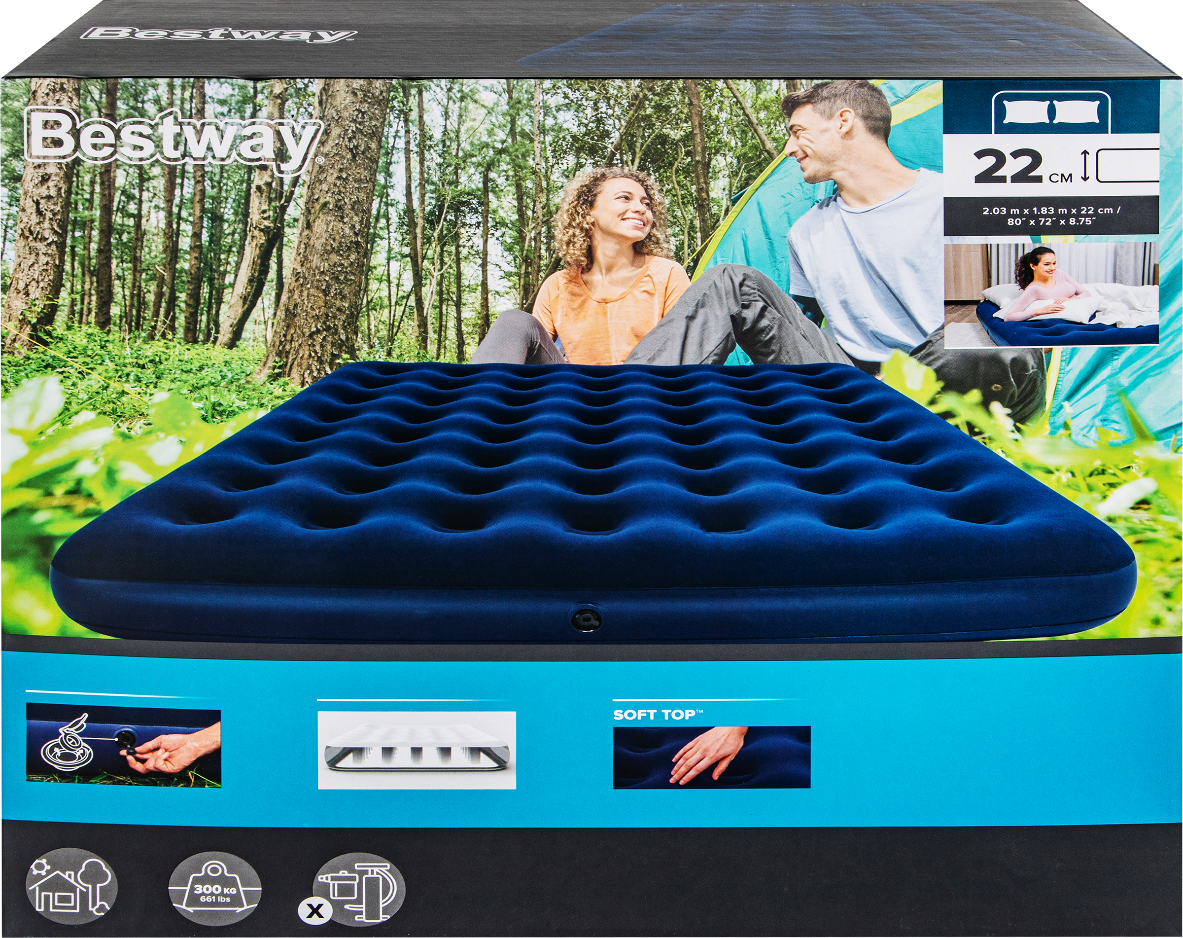 Изображение товара Надувной матрас BESTWAY 203x183x22см для сна отдыха и кемпинга
