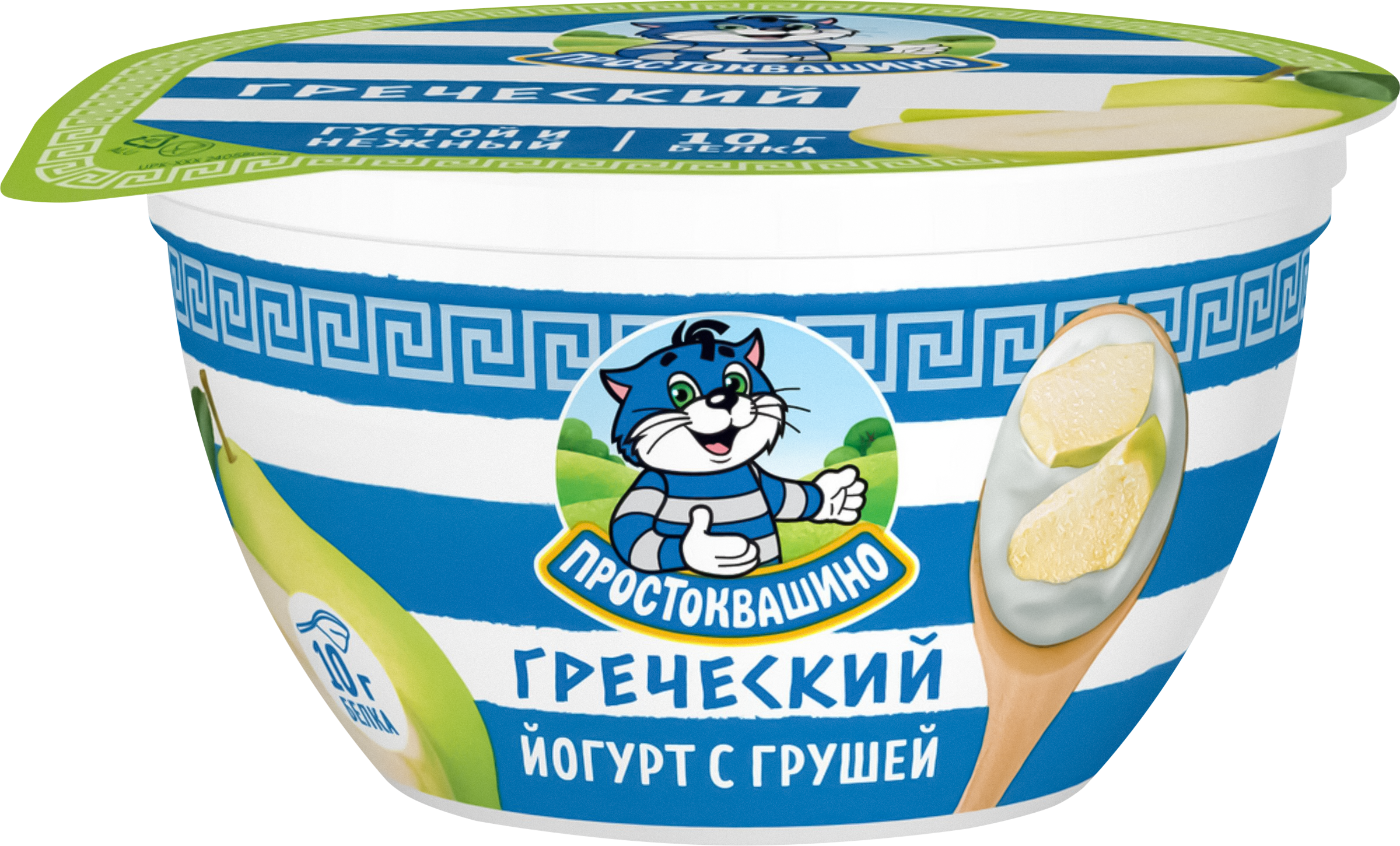 Изображение товара Йогурт ПРОСТОКВАШИНО Греческий с грушей, густой 1,8%, без змж, 130г