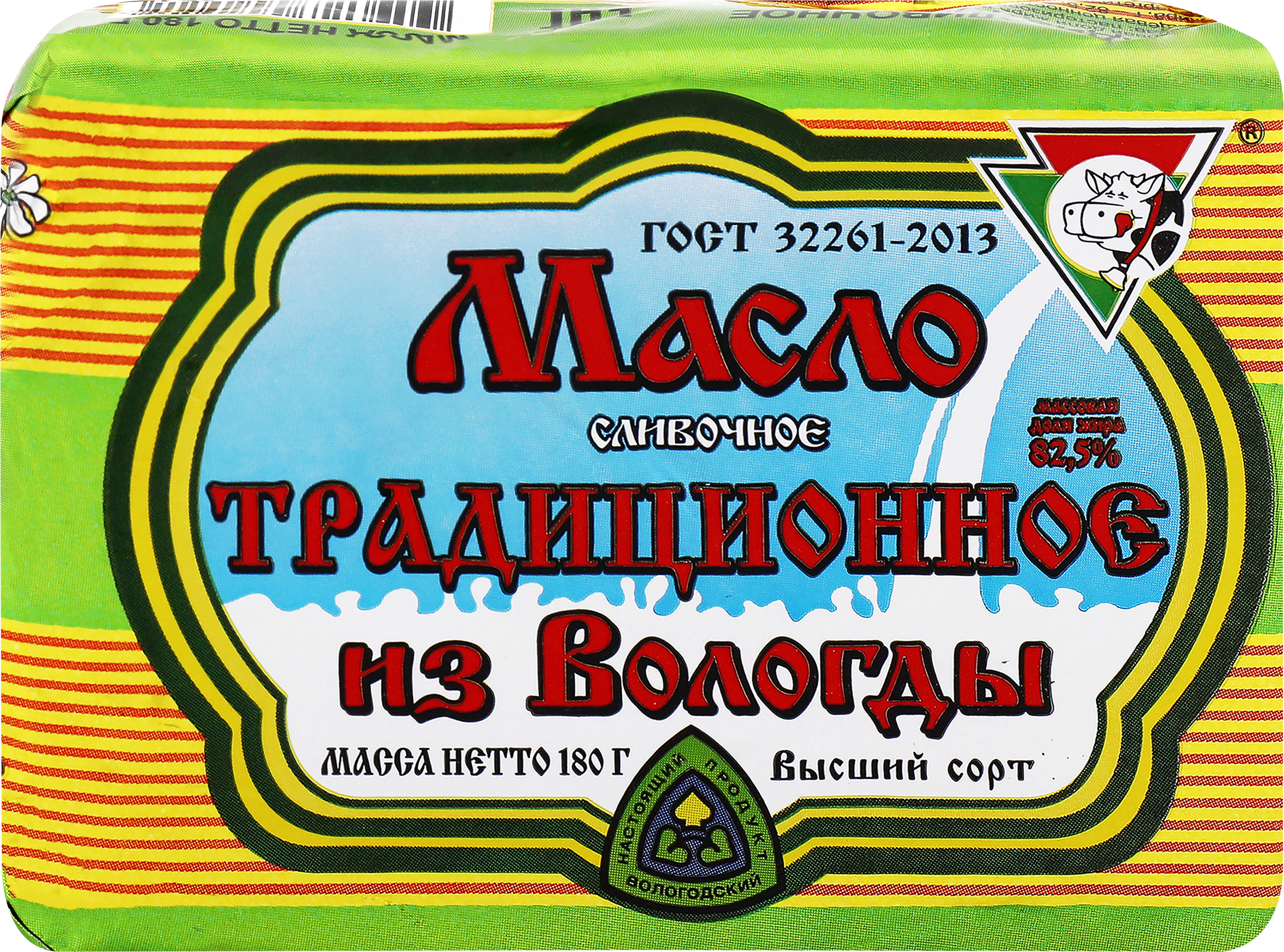 Изображение товара Масло сливочное ИЗ ВОЛОГДЫ Традиционное 82,5%, 180 г высокое качество натуральное