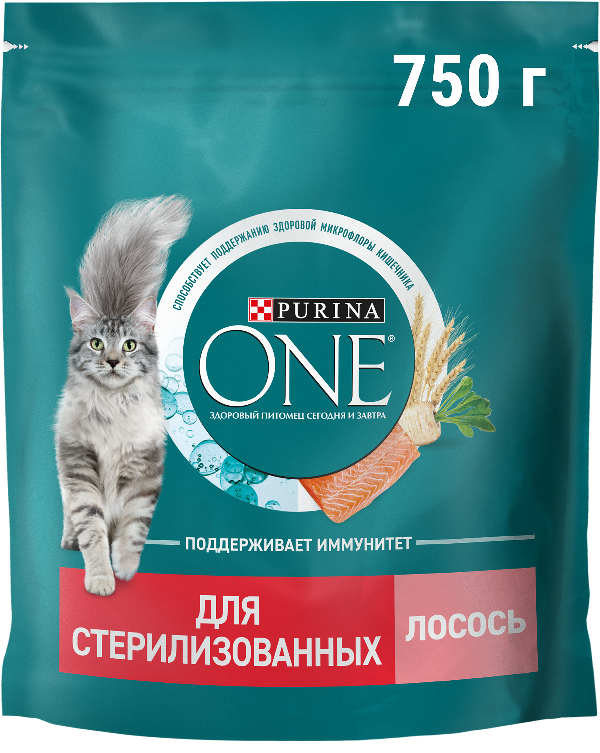 Изображение товара Сухой корм PURINA ONE для стерилизованных кошек с лососем, 750 г
