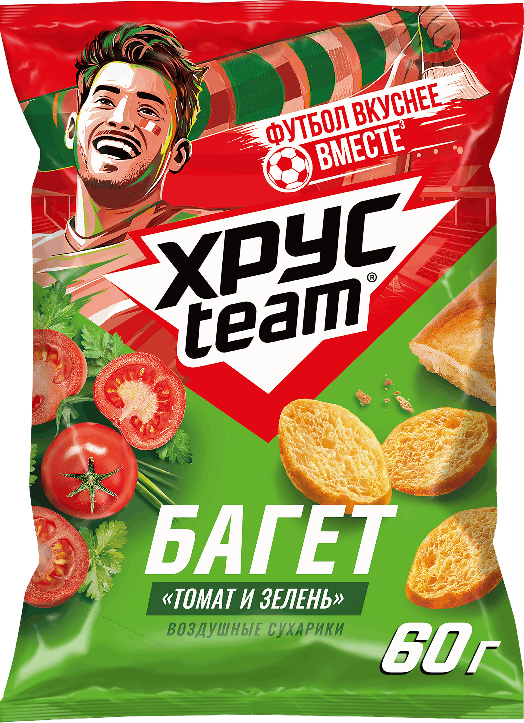 Изображение товара Сухарики ХРУСTEAM багет Томат и зелень, 60г Изображение товара Сухарики ХРУСTEAM багет Томат и зелень, 60г