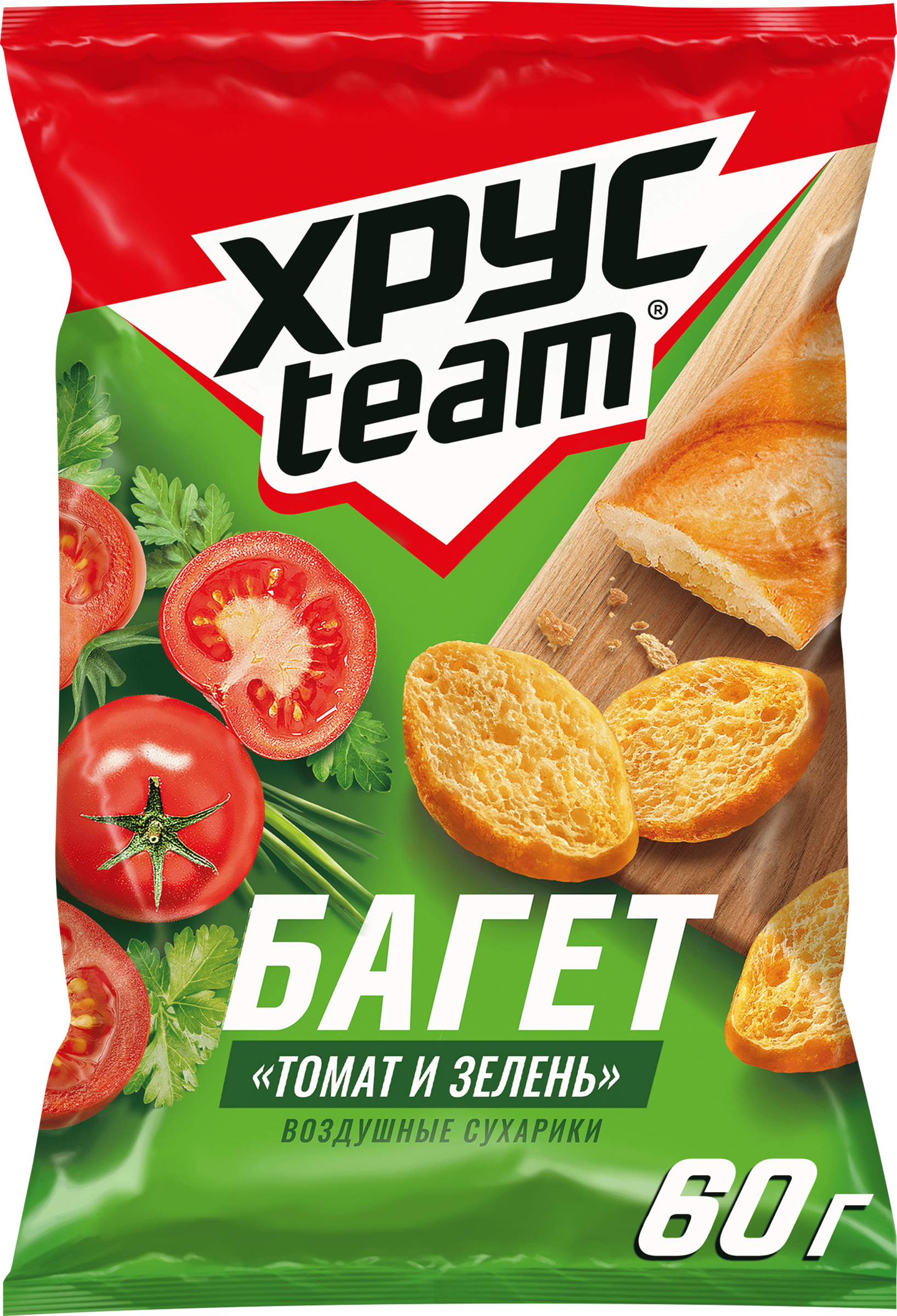 Изображение товара Сухарики ХРУСTEAM багет Томат и зелень, 60г