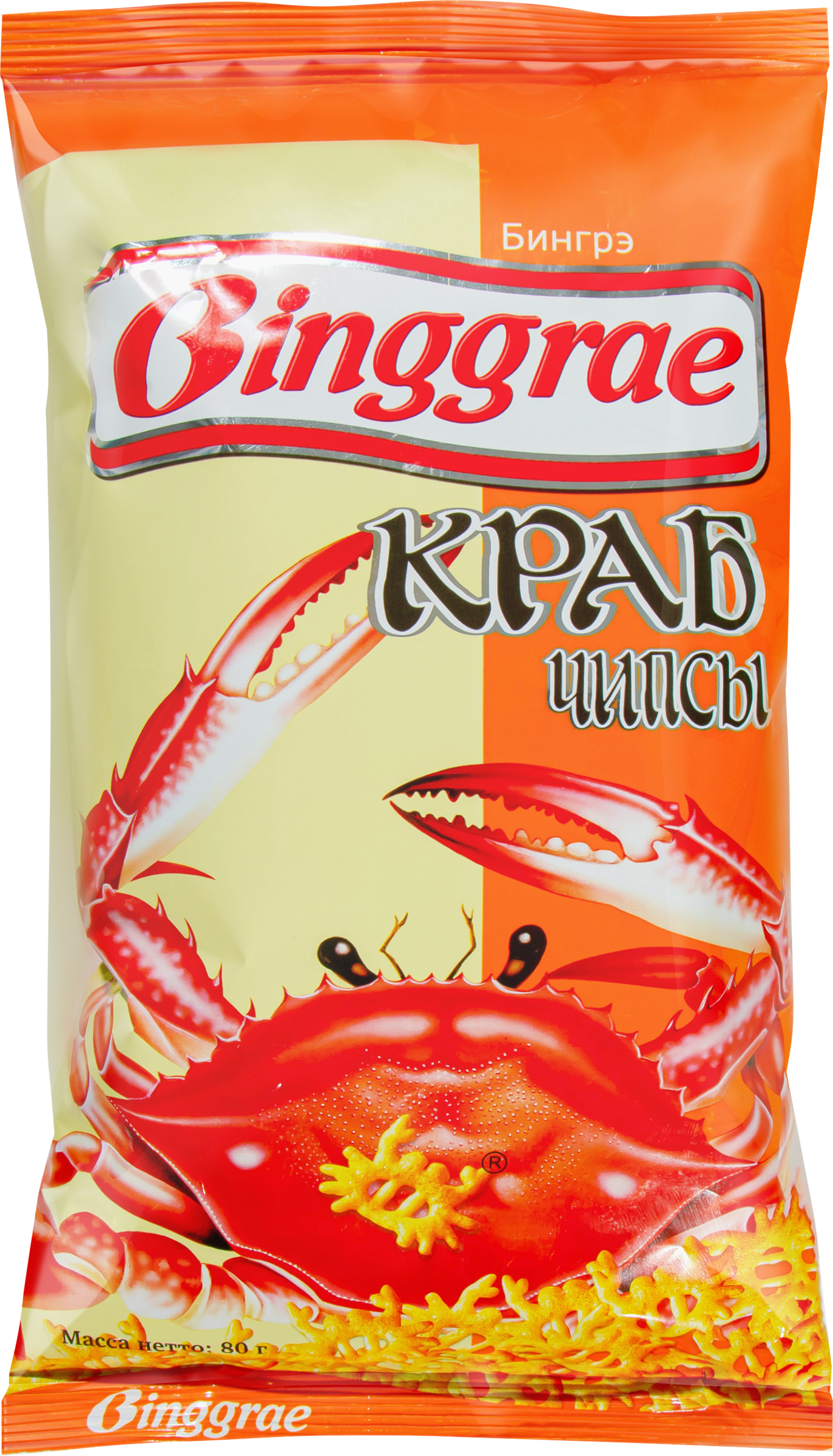 Изображение товара Чипсы хрустящие БИНГРЭ Краб 80г - вкусная закуска