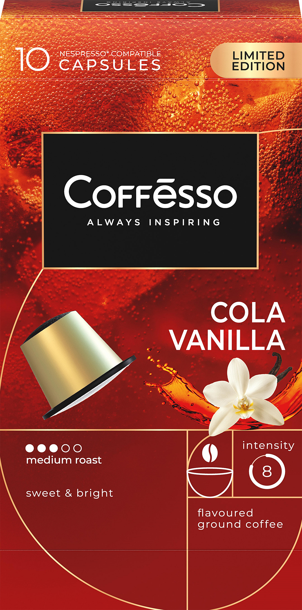 Изображение товара Кофе в капсулах COFFESSO Cola Vanilla, 10кап Изображение товара Кофе в капсулах COFFESSO Cola Vanilla, 10кап