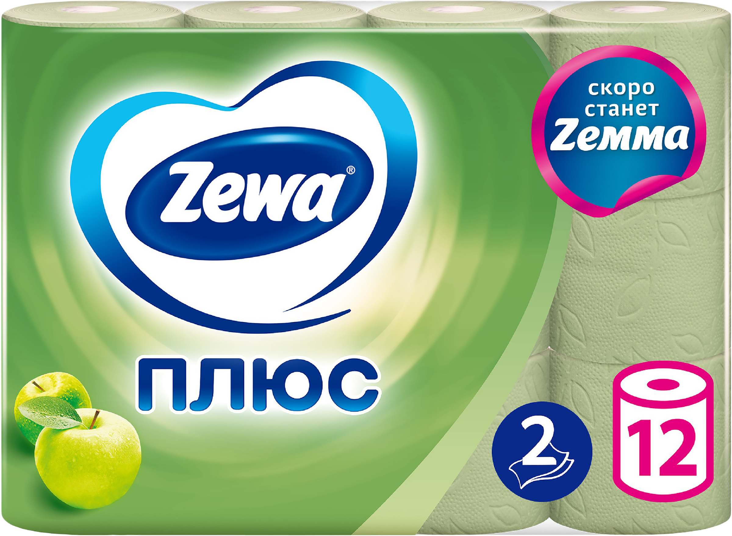 Изображение товара Бумага туалетная ZEWA Плюс Яблоко 2-слоя, 12 шт мягкая упаковка Изображение товара Бумага туалетная ZEWA Плюс Яблоко 2-слоя, 12 шт мягкая упаковка