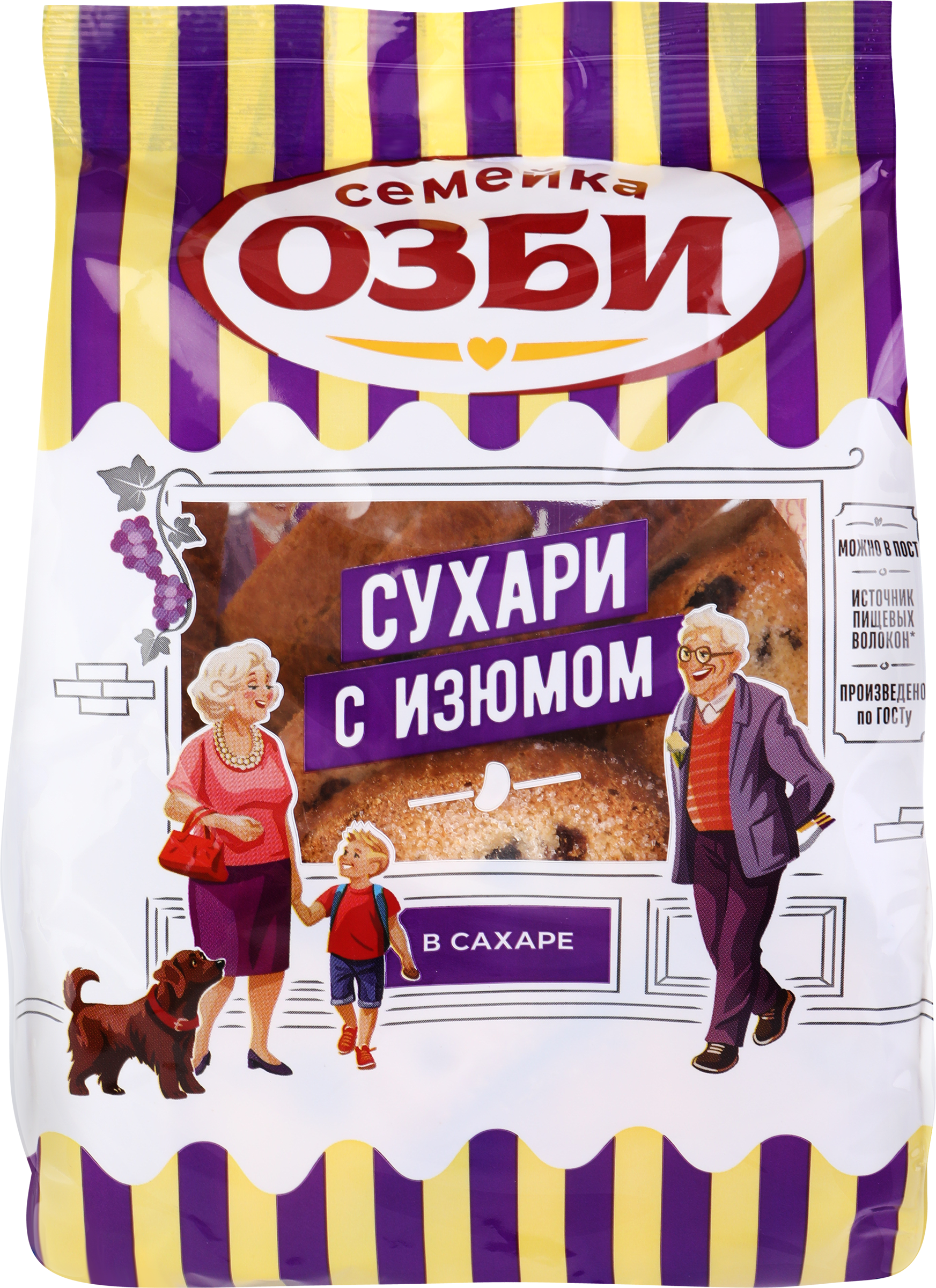 Изображение товара Сухари СЕМЕЙКА ОЗБИ с изюмом в сахарной обсыпке 300 г