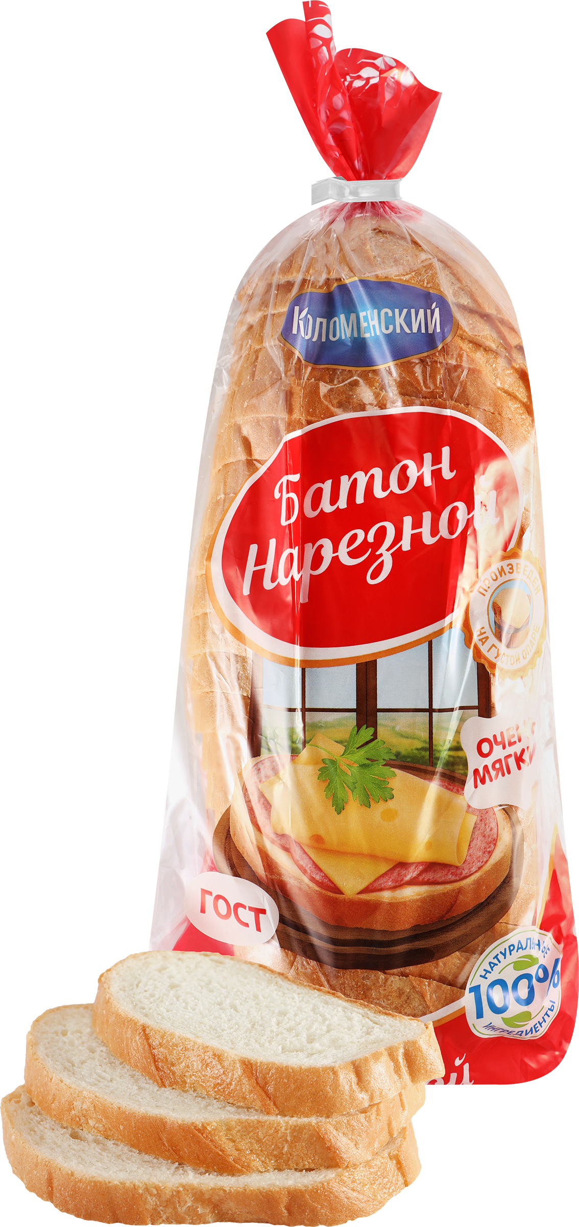 Изображение товара Батон КОЛОМЕНСКОЕ Нарезной 400г натуральный пшеничный по ГОСТу Изображение товара Батон КОЛОМЕНСКОЕ Нарезной 400г натуральный пшеничный по ГОСТу