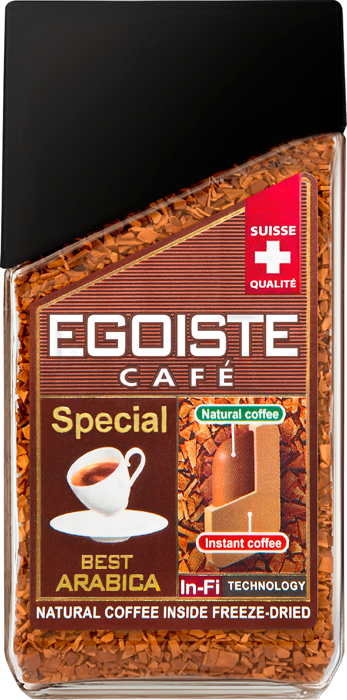 Изображение товара Кофе растворимый с добавлением молотого EGOISTE Special 100г стеклянная банка Изображение товара Кофе растворимый с добавлением молотого EGOISTE Special 100г стеклянная банка