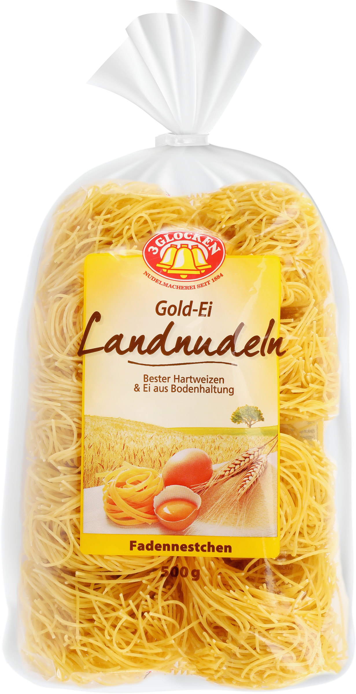 Изображение товара Макароны 3 GLOCKEN Gold-Ei Landnudeln гнезда, 500г - пшеничные, с яйцами, Германия Изображение товара Макароны 3 GLOCKEN Gold-Ei Landnudeln гнезда, 500г - пшеничные, с яйцами, Германия