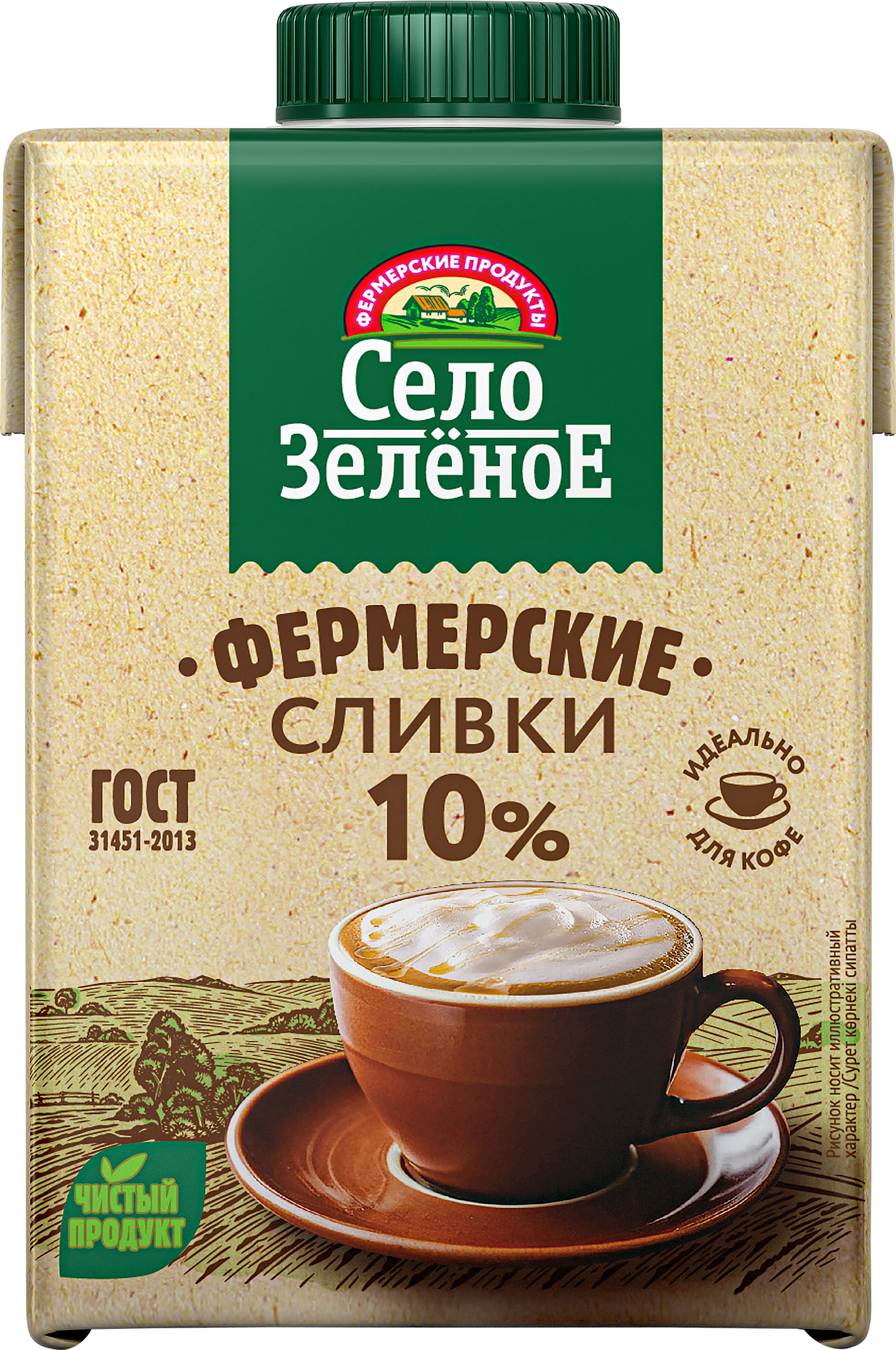 Изображение товара Сливки стерилизованные СЕЛО ЗЕЛЕНОЕ 10% 500г для кофе и десертов
