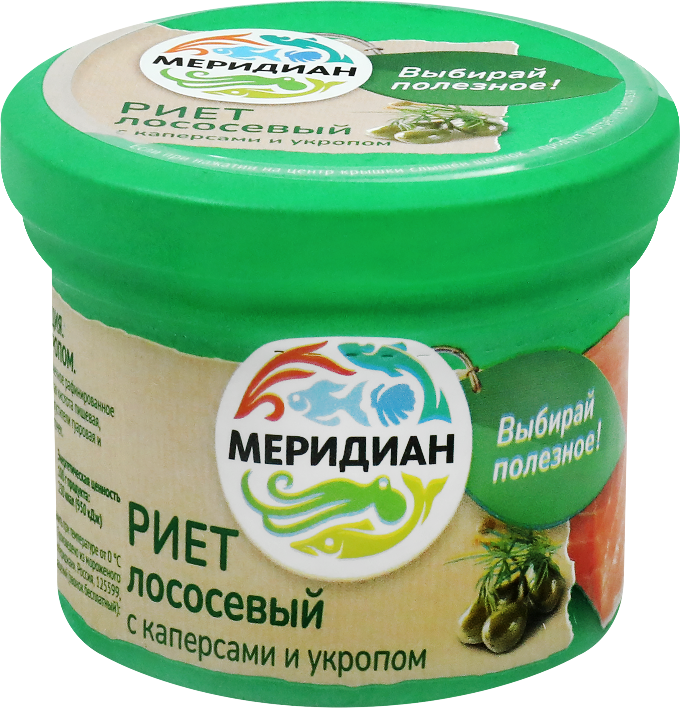 Изображение товара Пастообразный риет из лосося МЕРИДИАН с каперсами и укропом ЭКО