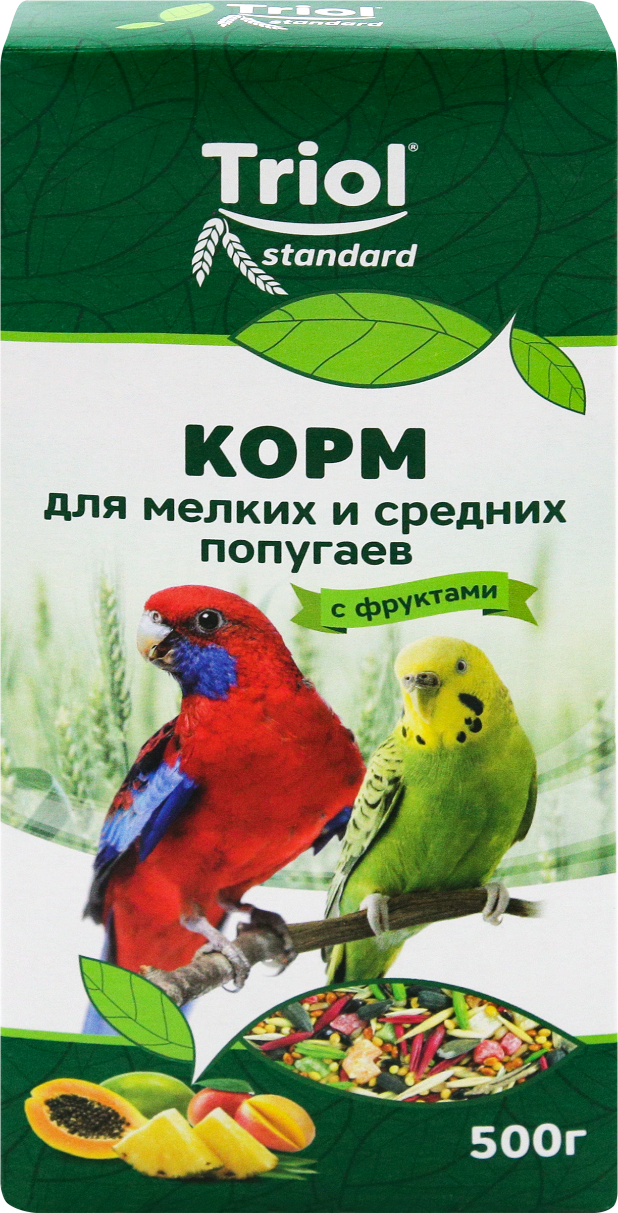 Изображение товара Корм для мелких и средних попугаев TRIOL Криспи с фруктами 500г сухой корм для домашних птиц