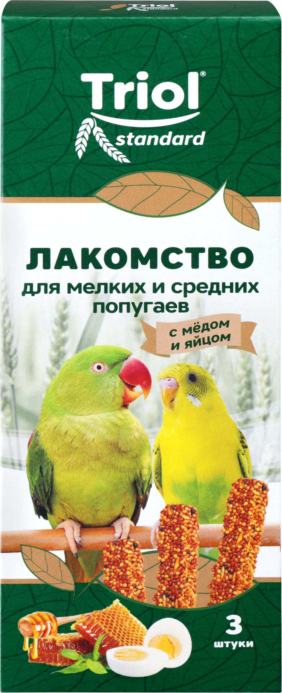 Изображение товара Лакомство для попугаев TRIOL с медом и яйцом, 80г - натуральное и сбалансированное Изображение товара Лакомство для попугаев TRIOL с медом и яйцом, 80г - натуральное и сбалансированное