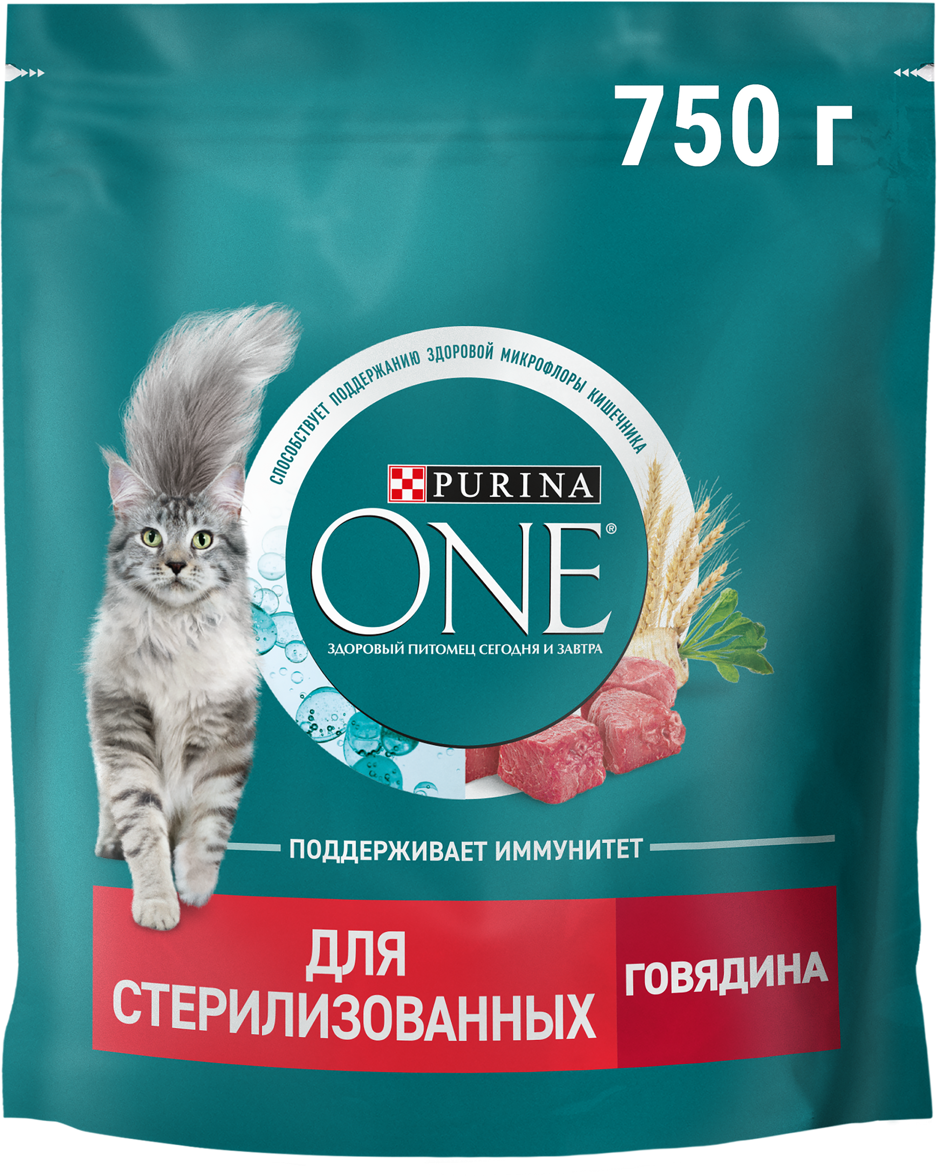 Изображение товара Корм сухой для взрослых кошек PURINA ONE Говядина 750г - стерилизация Изображение товара Корм сухой для взрослых кошек PURINA ONE Говядина 750г - стерилизация