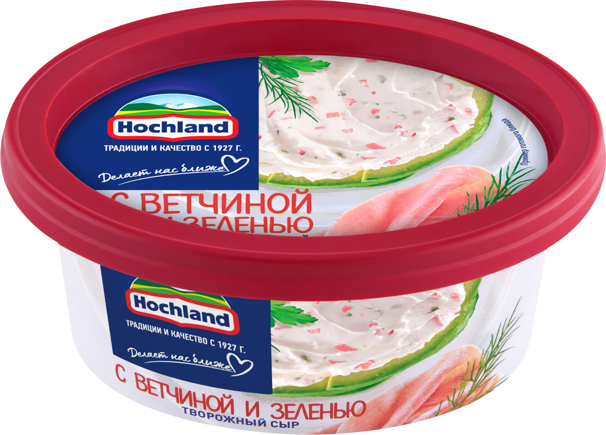 Изображение товара Творожный сыр HOCHLAND с ветчиной и зеленью 60% для вкусных закусок Изображение товара Творожный сыр HOCHLAND с ветчиной и зеленью 60% для вкусных закусок