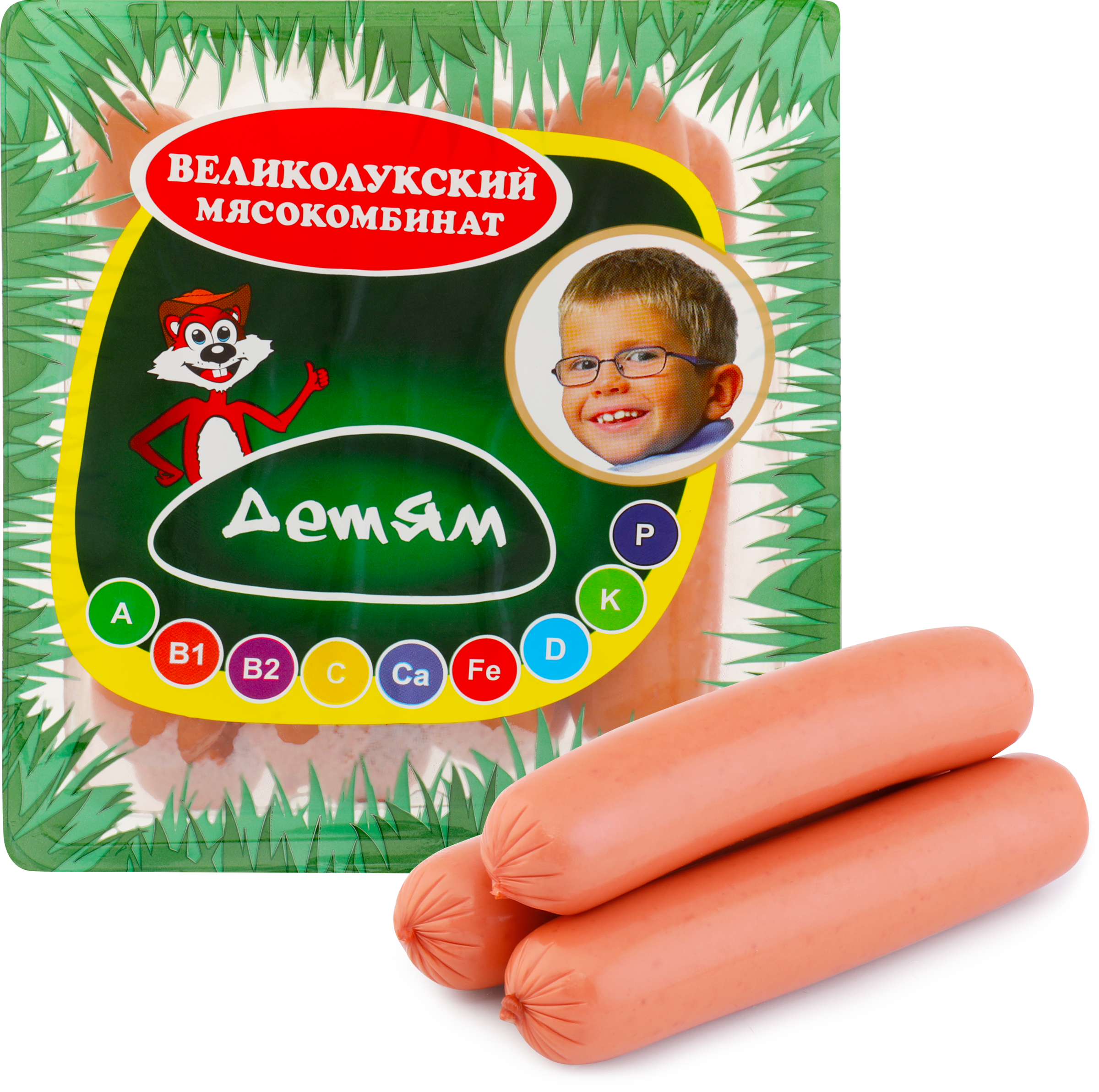 Изображение товара Детские сосиски МК ВЕЛИКОЛУКСКИЙ 330г - качественные мясные продукты для детей от 6 лет