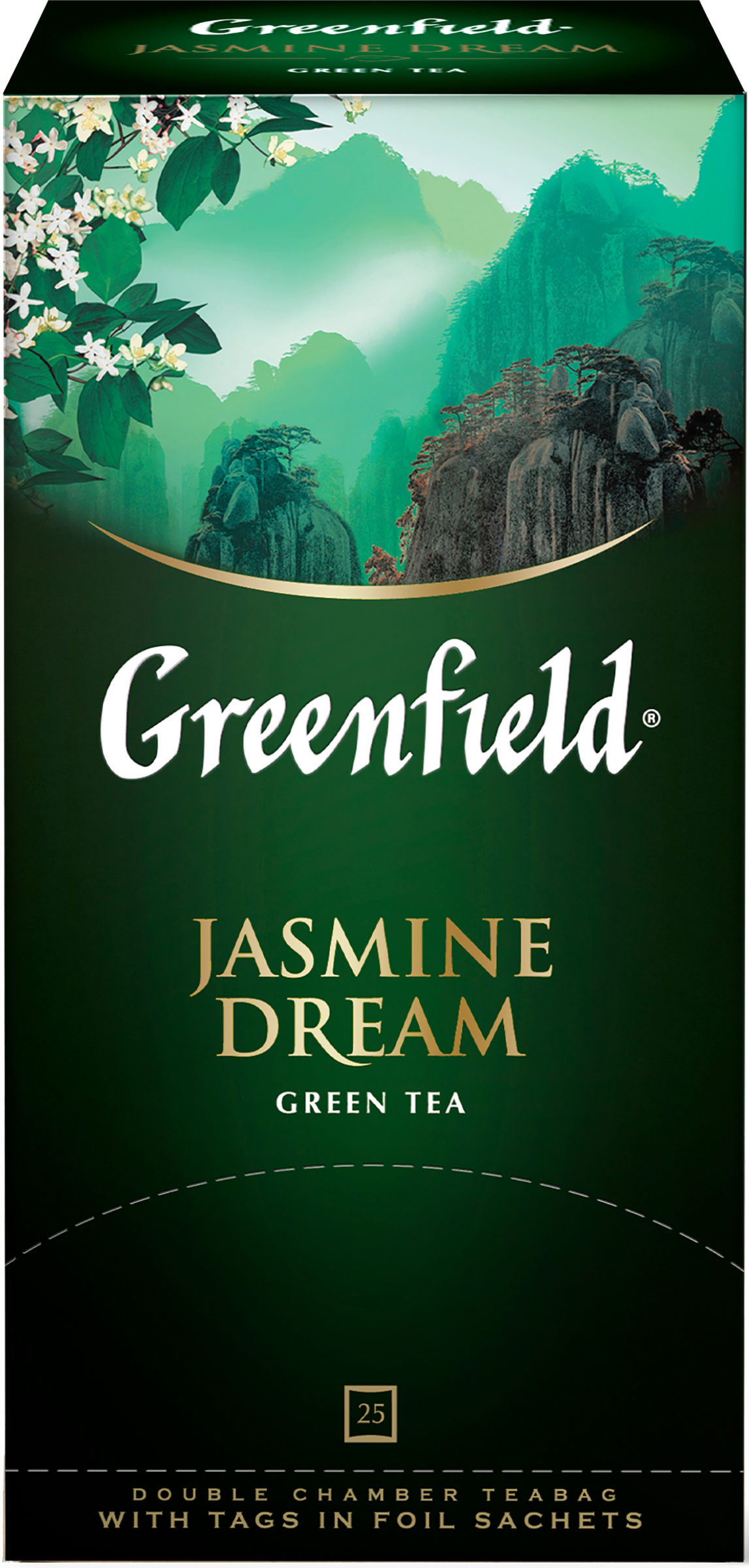 Изображение товара Зеленый чай с жасмином GREENFIELD Jasmine Dream 25 пакетов Изображение товара Зеленый чай с жасмином GREENFIELD Jasmine Dream 25 пакетов