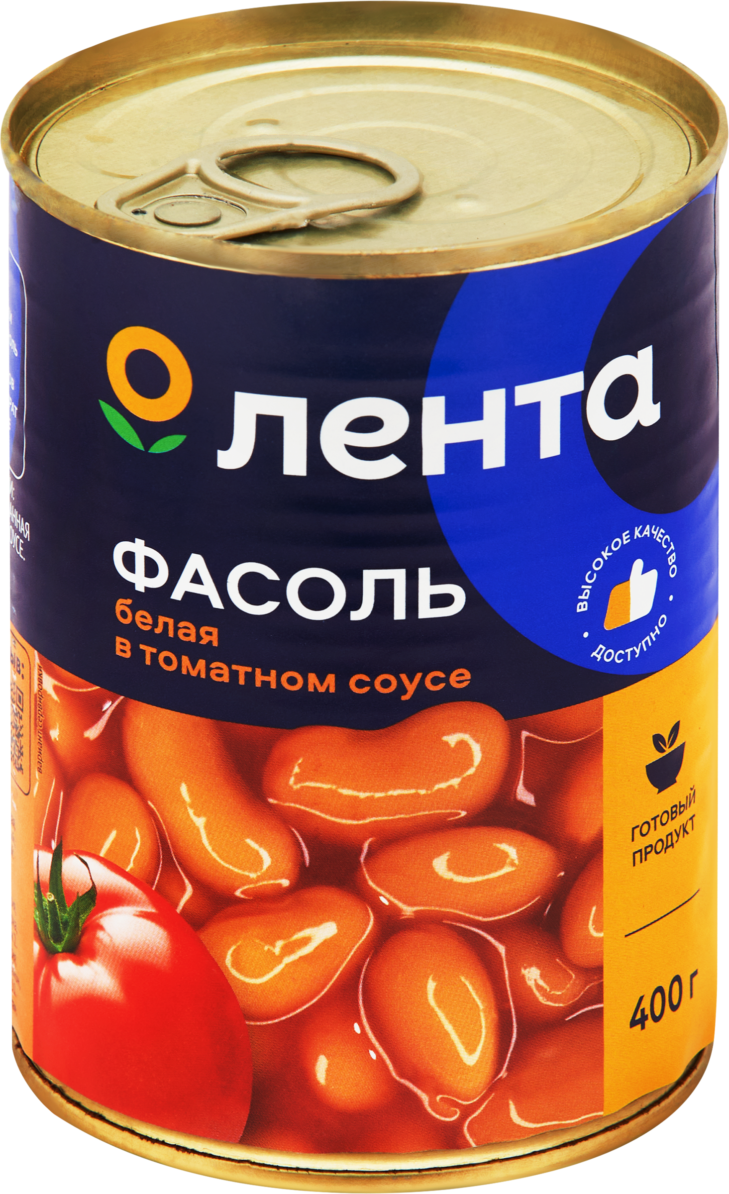 Изображение товара Фасоль белая ЛЕНТА в томатном соусе, 400г