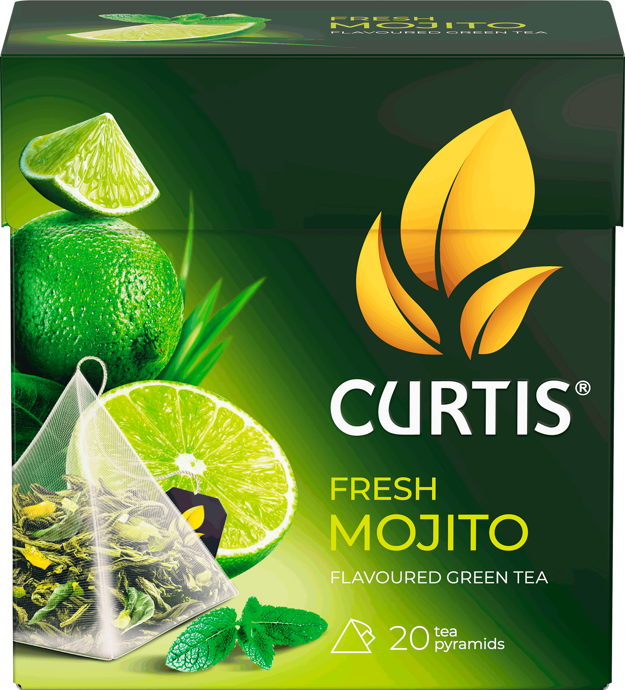 Изображение товара Чай зеленый CURTIS Fresh Mojito с мятой и лимонником, 20 пакетиков Изображение товара Чай зеленый CURTIS Fresh Mojito с мятой и лимонником, 20 пакетиков