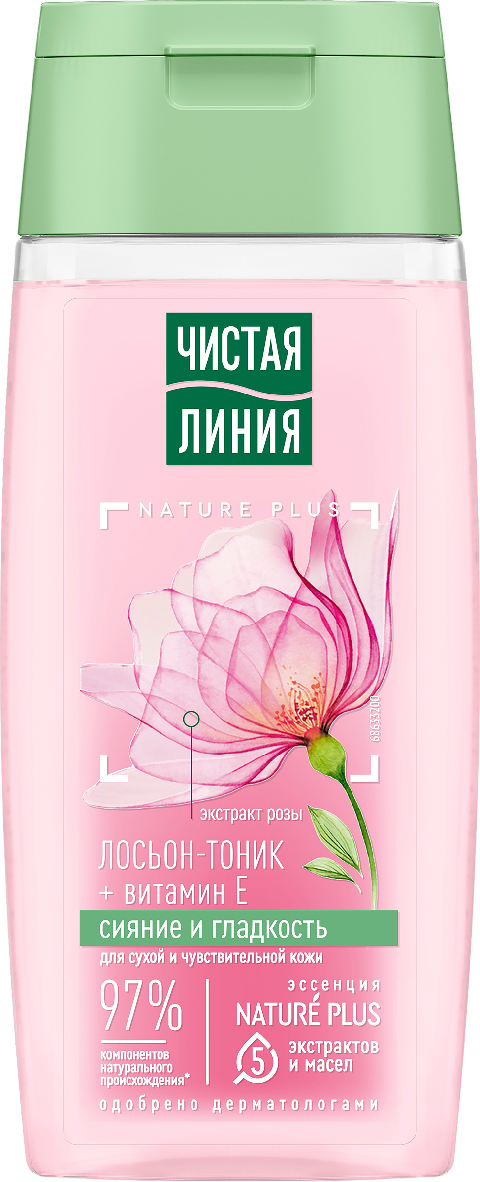 Изображение товара Лосьон-тоник для лица ЧИСТАЯ ЛИНИЯ лепестки розы, уход и очищение, 100мл