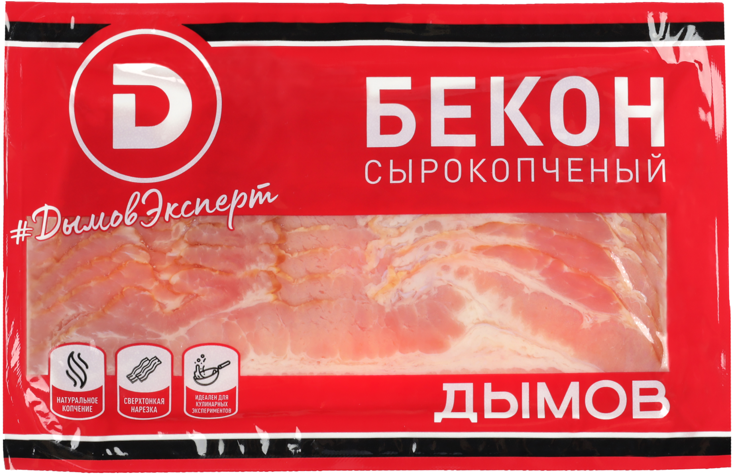 Изображение товара Бекон сырокопченый ДЫМОВ, нарезка, 200г