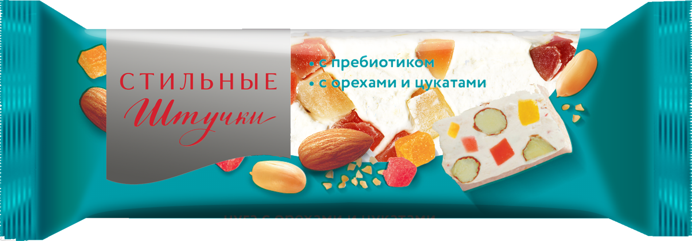 Изображение товара Нуга СТИЛЬНЫЕ ШТУЧКИ с орехами и цукатами 60г Изображение товара Нуга СТИЛЬНЫЕ ШТУЧКИ с орехами и цукатами 60г