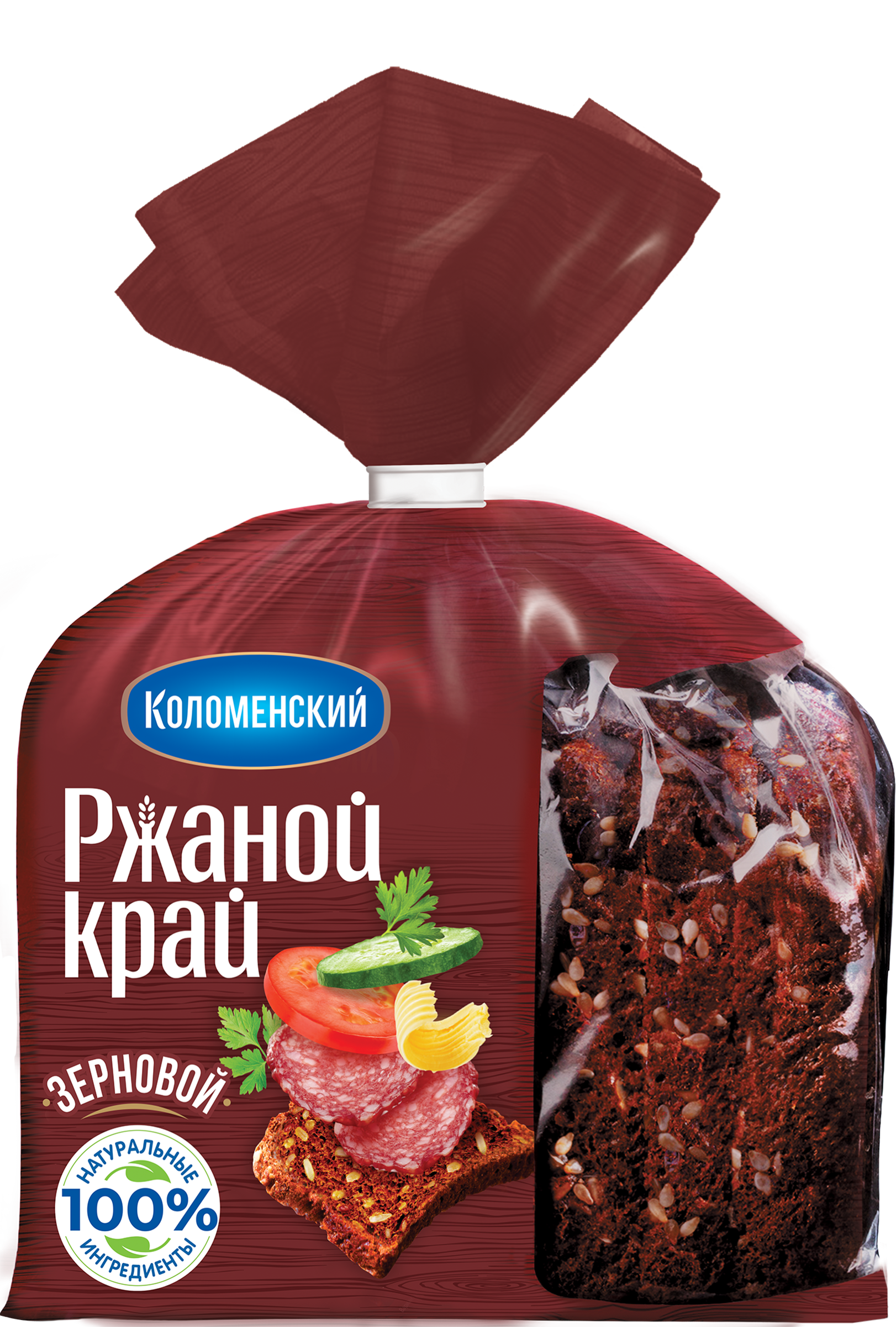 Изображение товара Хлеб зерновой Ржаной край 300г КОЛОМЕНСКОЕ натуральный с семенами