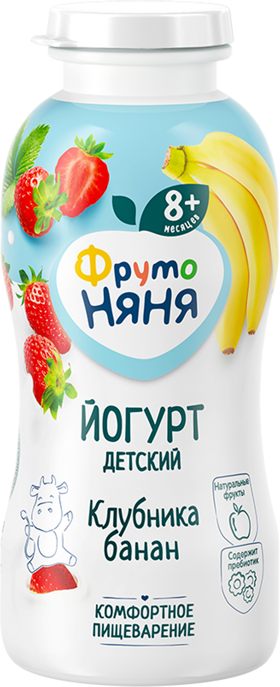 Изображение товара Детский йогурт питьевой ФРУТОНЯНЯ с клубникой и бананом 200мл Изображение товара Детский йогурт питьевой ФРУТОНЯНЯ с клубникой и бананом 200мл
