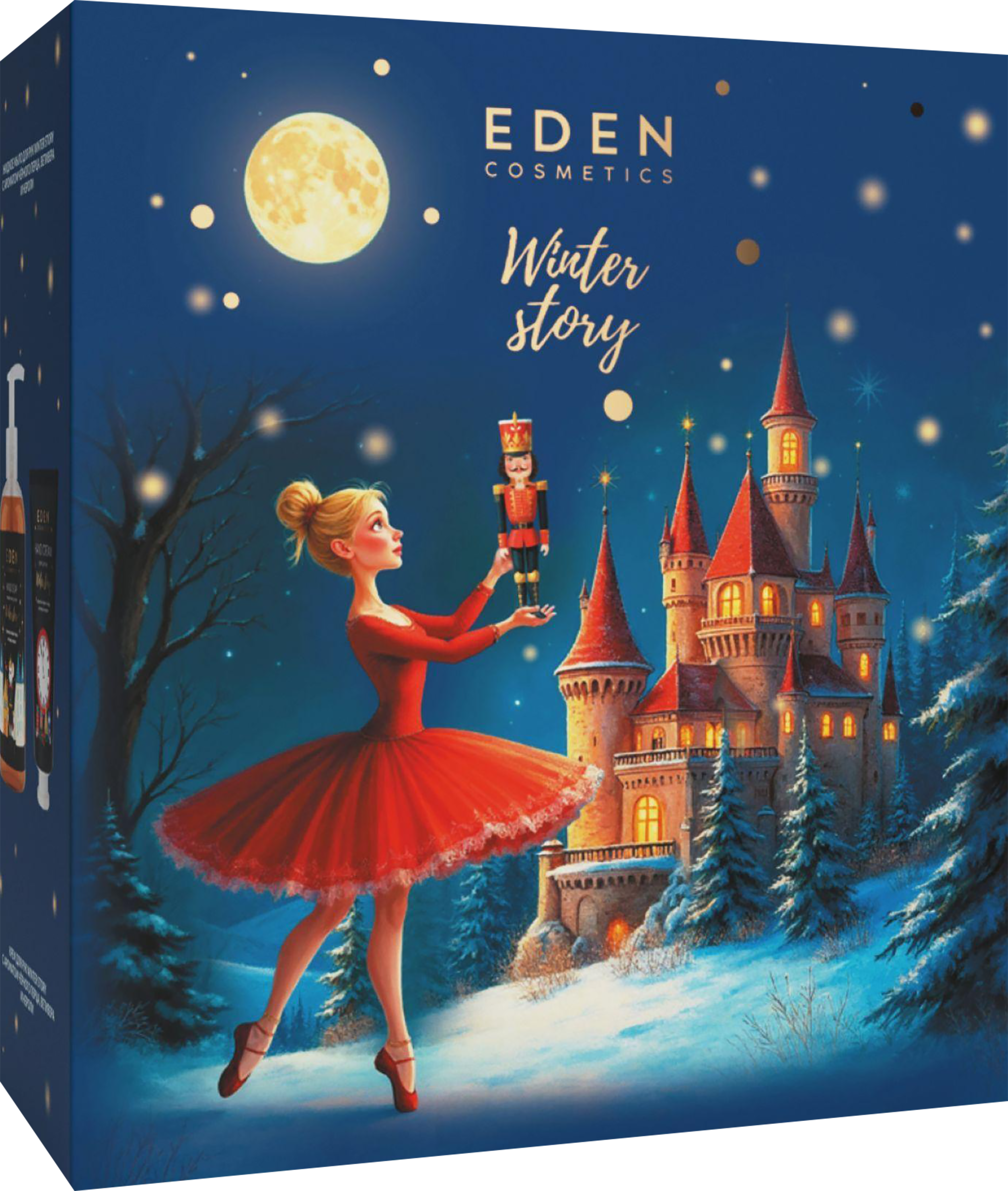 Изображение товара Набор подарочный EDEN Winter story Golden №3, Крем для рук + Мыло жидкое + Гель для душа