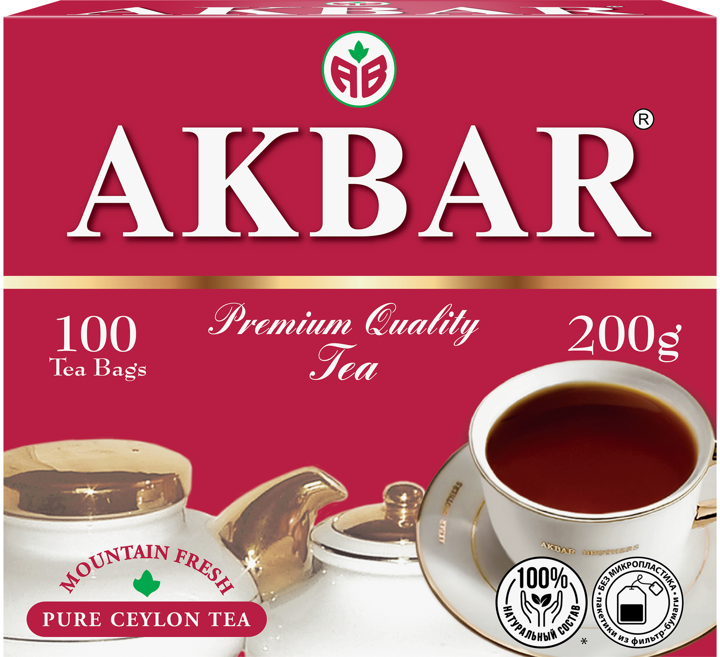 Изображение товара Черный пакетированный чай AKBAR Красно-белая серия цейлонский байховый 100 пакетов Изображение товара Черный пакетированный чай AKBAR Красно-белая серия цейлонский байховый 100 пакетов