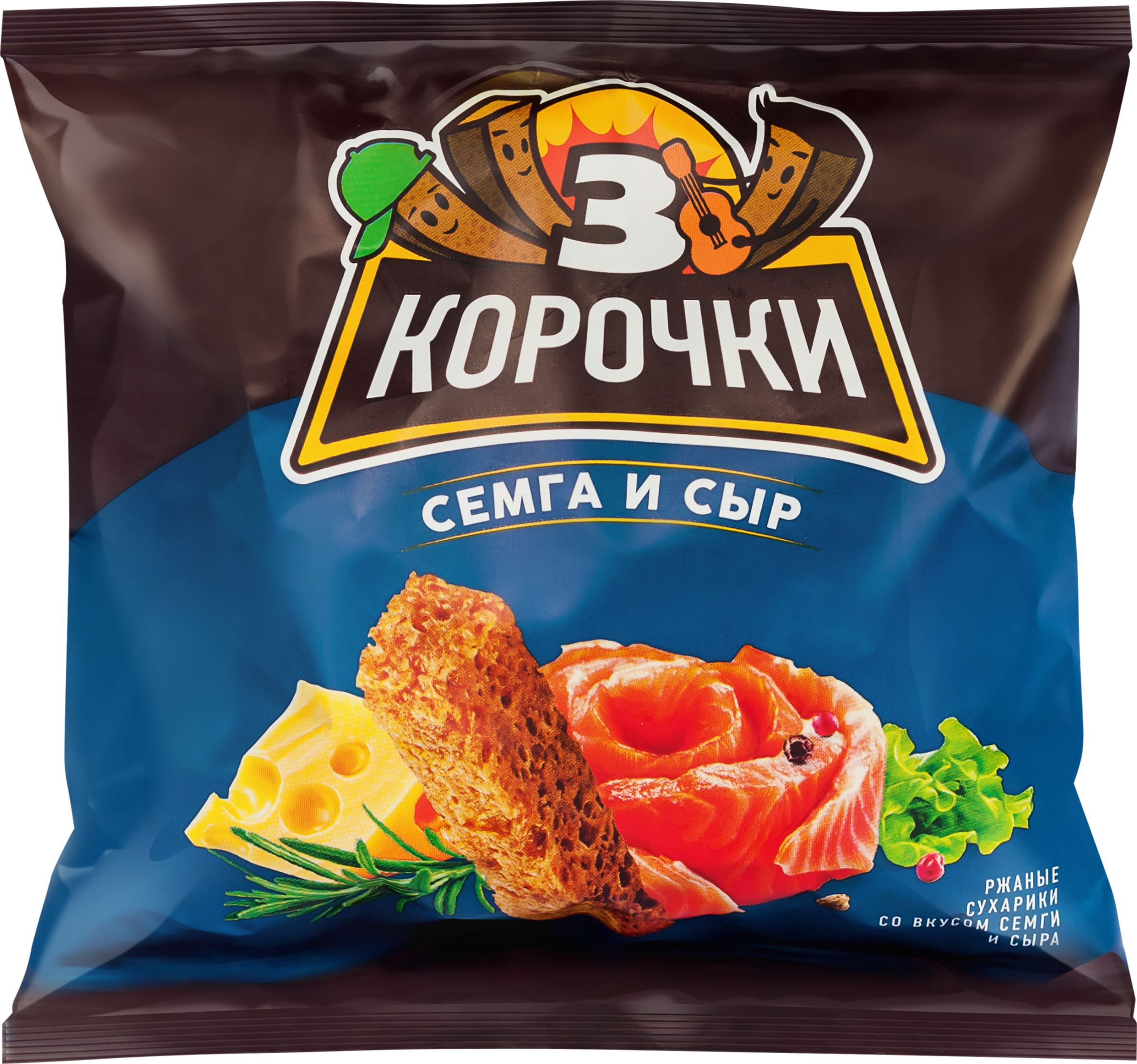 Изображение товара Сухарики ржаные ТРИ КОРОЧКИ Сыр и семга, 100г Изображение товара Сухарики ржаные ТРИ КОРОЧКИ Сыр и семга, 100г