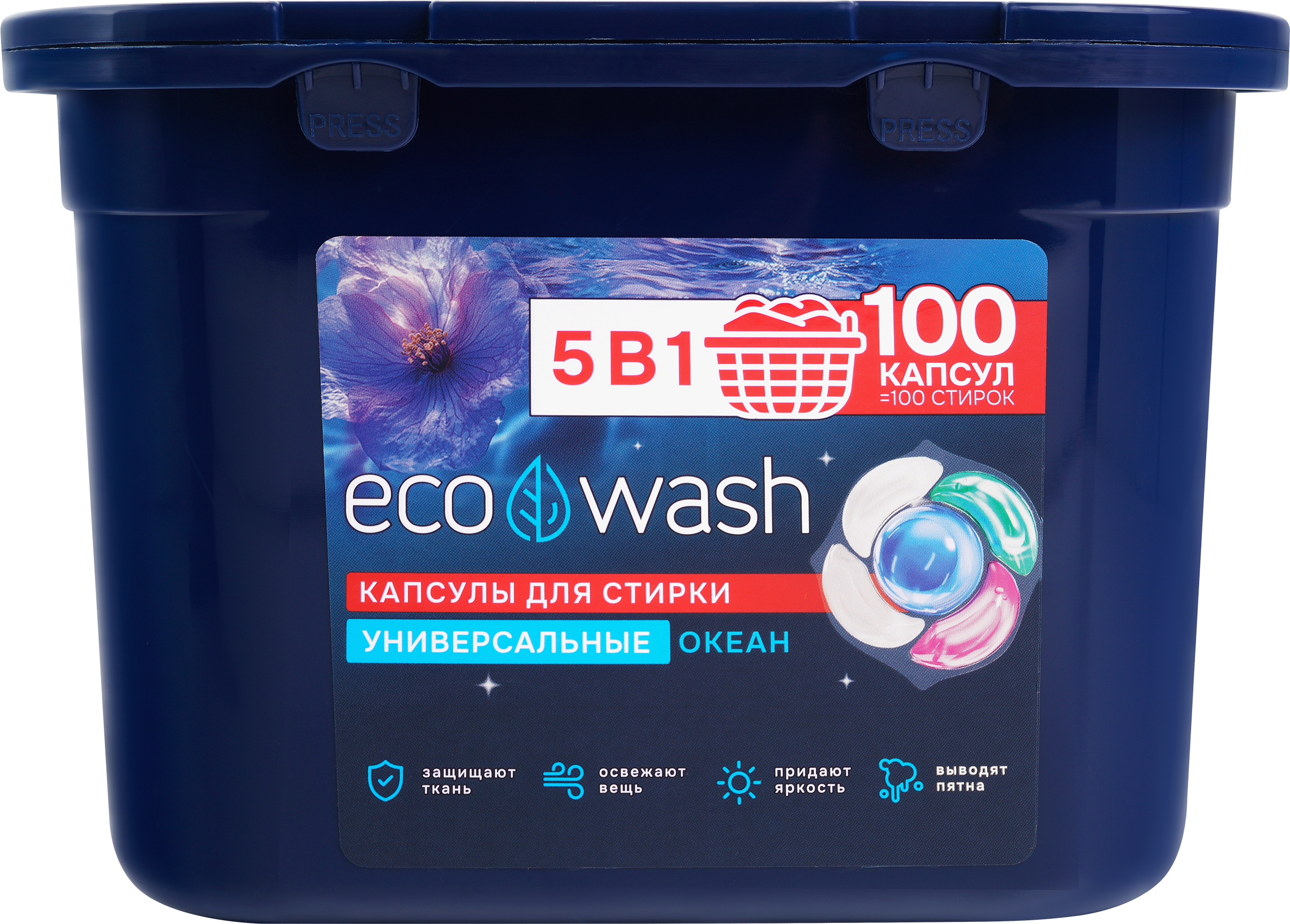 Изображение товара Капсулы для стирки ECOWASH, 100шт Изображение товара Капсулы для стирки ECOWASH, 100шт