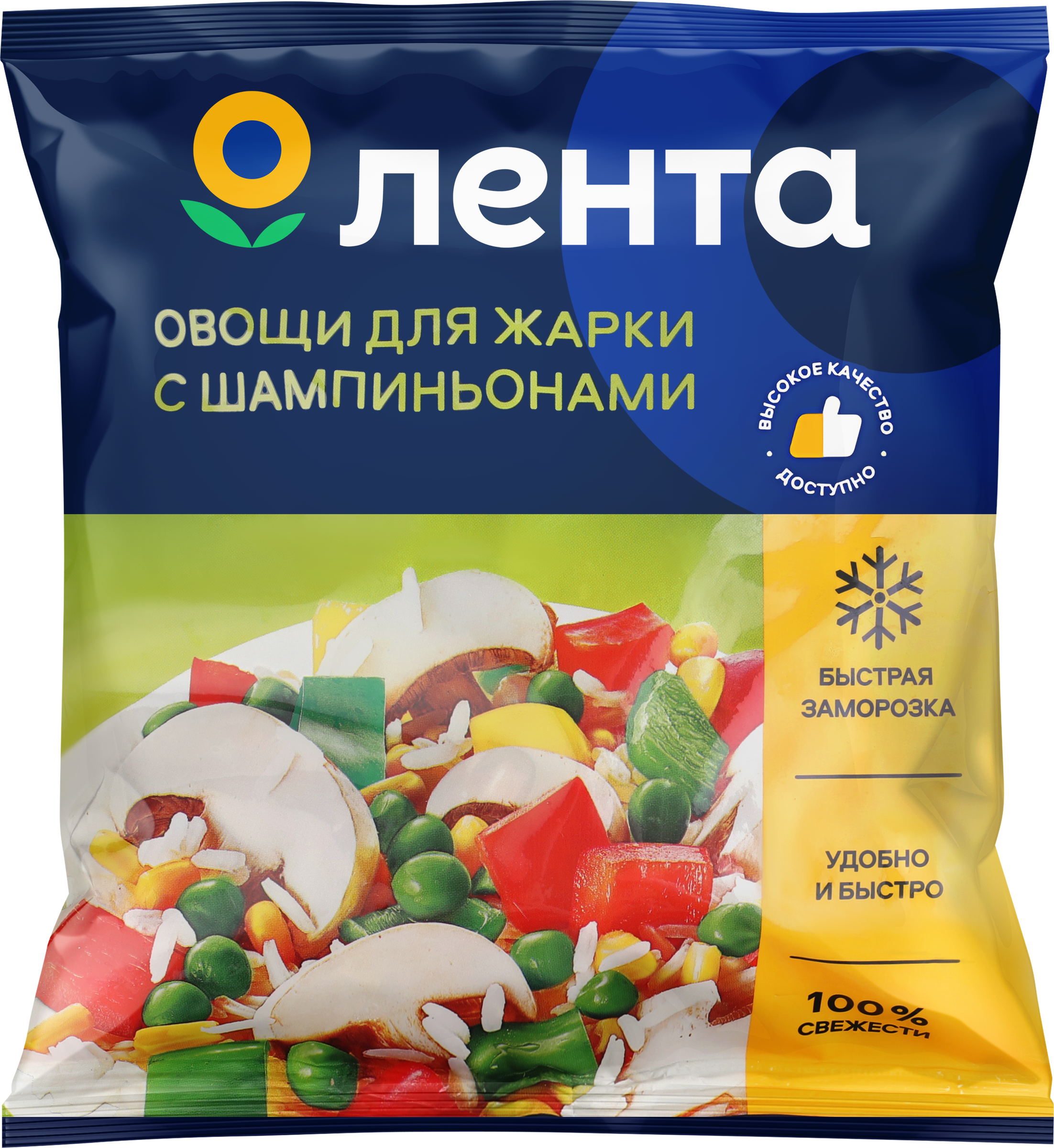 Изображение товара Овощной микс ЛЕНТА для жарки 400г - быстрый и полезный гарнир