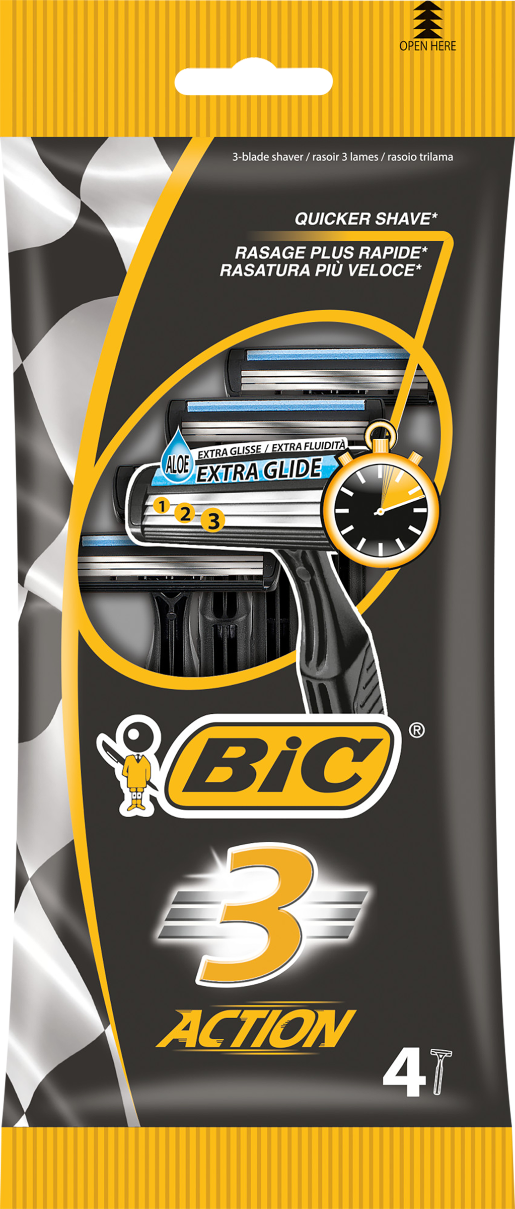 Изображение товара Бритвы мужские BIC 3 Action, 4шт Изображение товара Бритвы мужские BIC 3 Action, 4шт