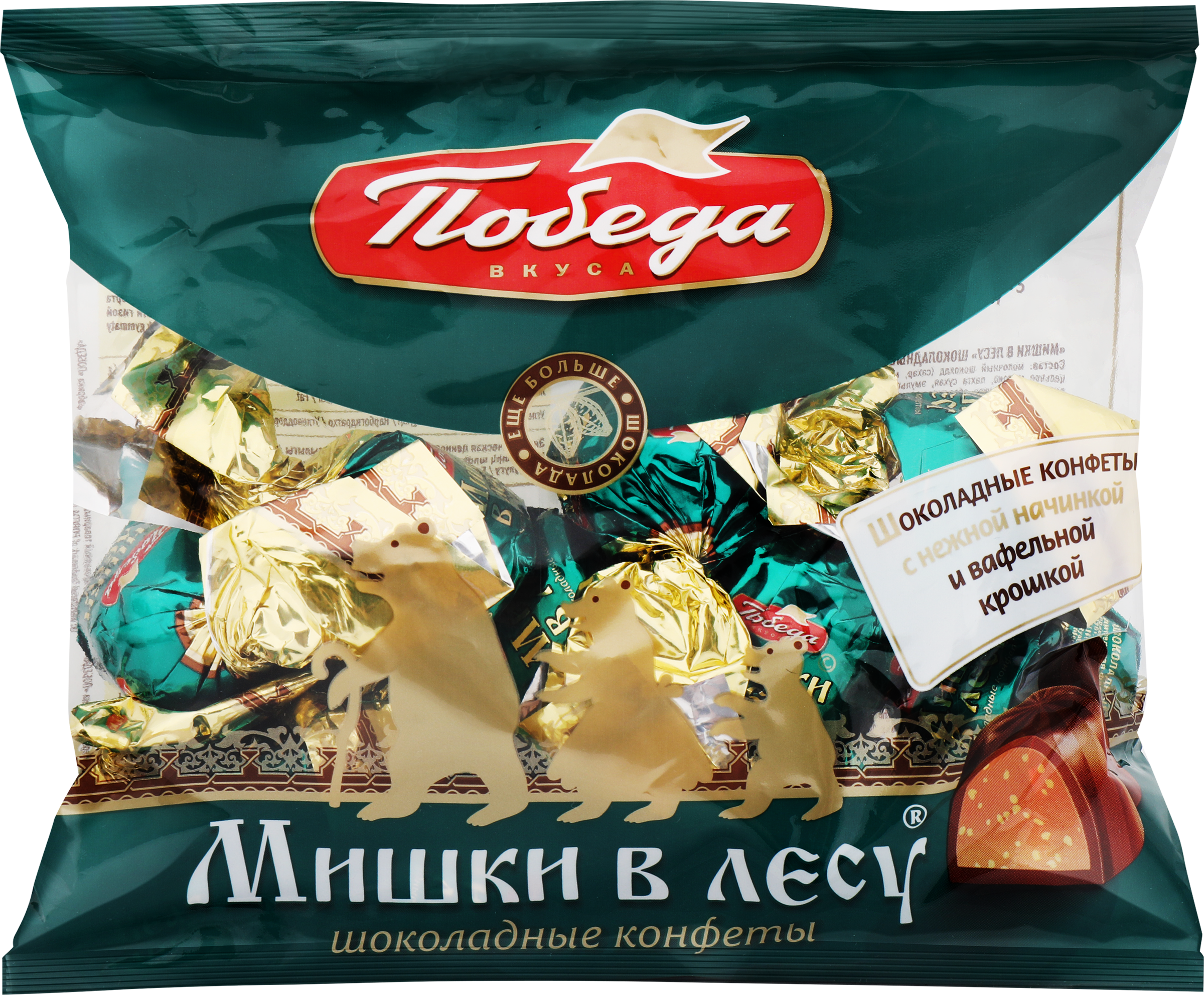 Изображение товара Молочные шоколадные конфеты ПОБЕДА ВКУСА Мишки в лесу, 200 г