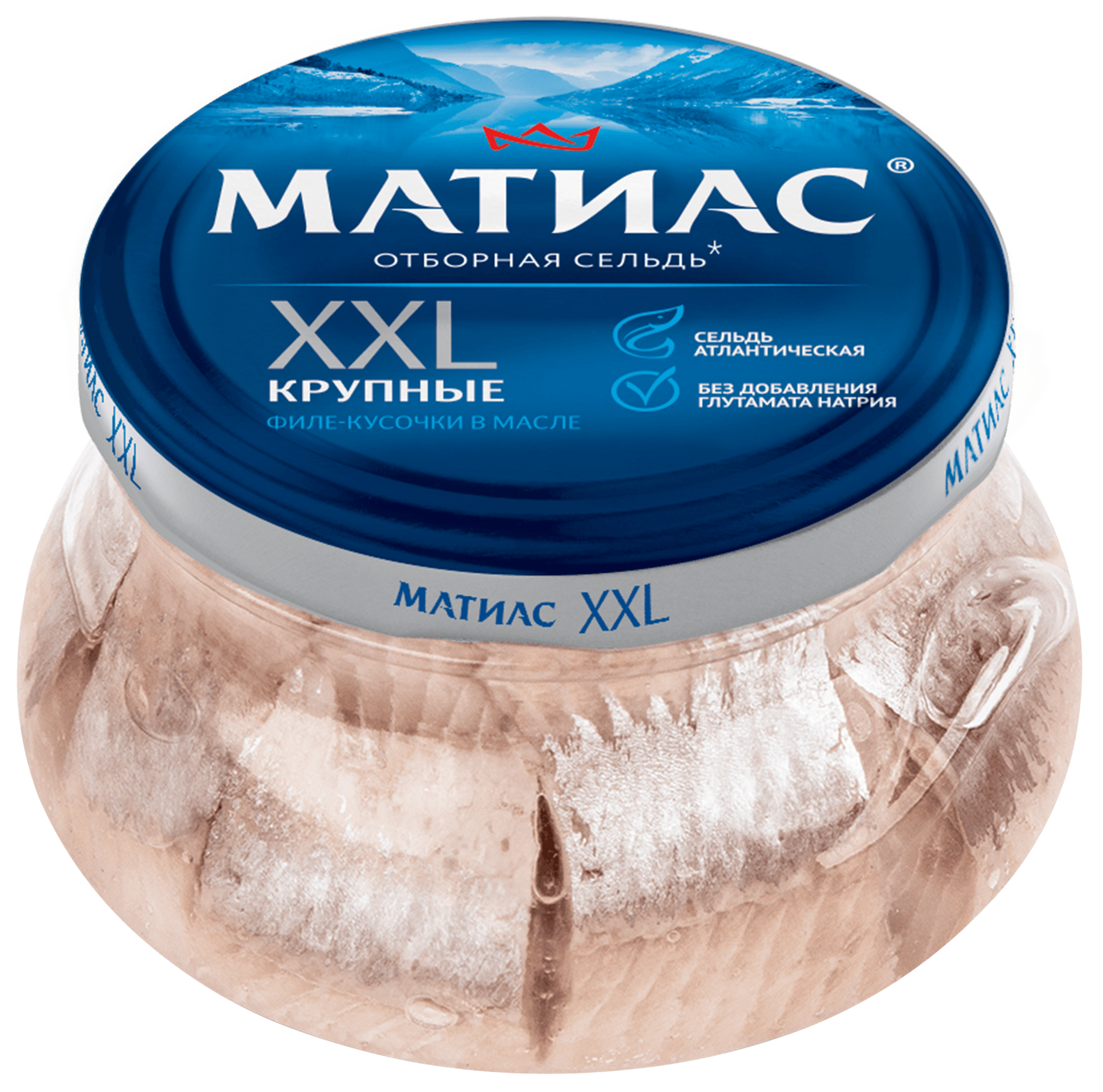 Изображение товара Сельдь слабосоленая МАТИАС XXL в масле, крупные филе 260г