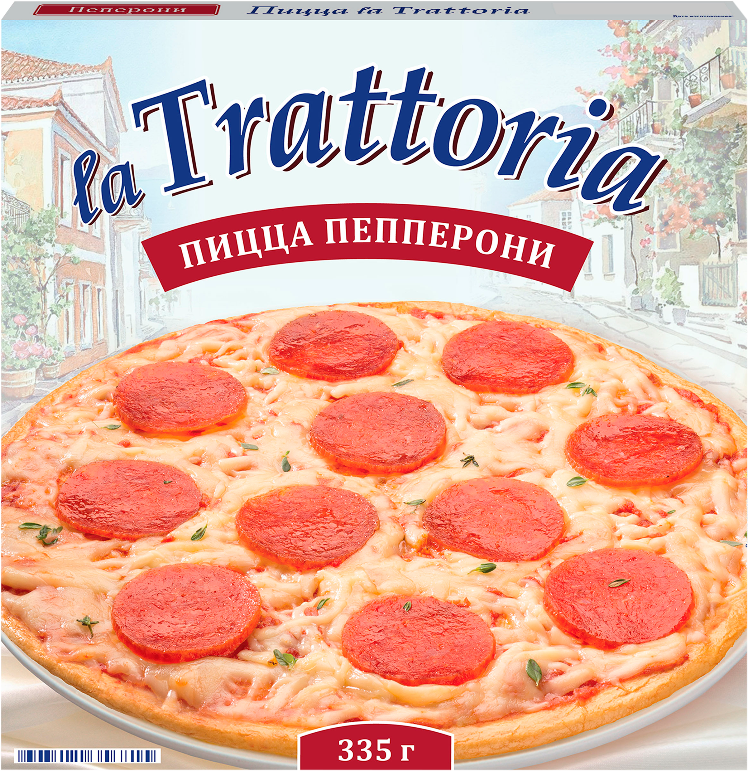 Изображение товара Пицца LA TRATTORIA Пепперони 335г - замороженная итальянская пицца с колбасками