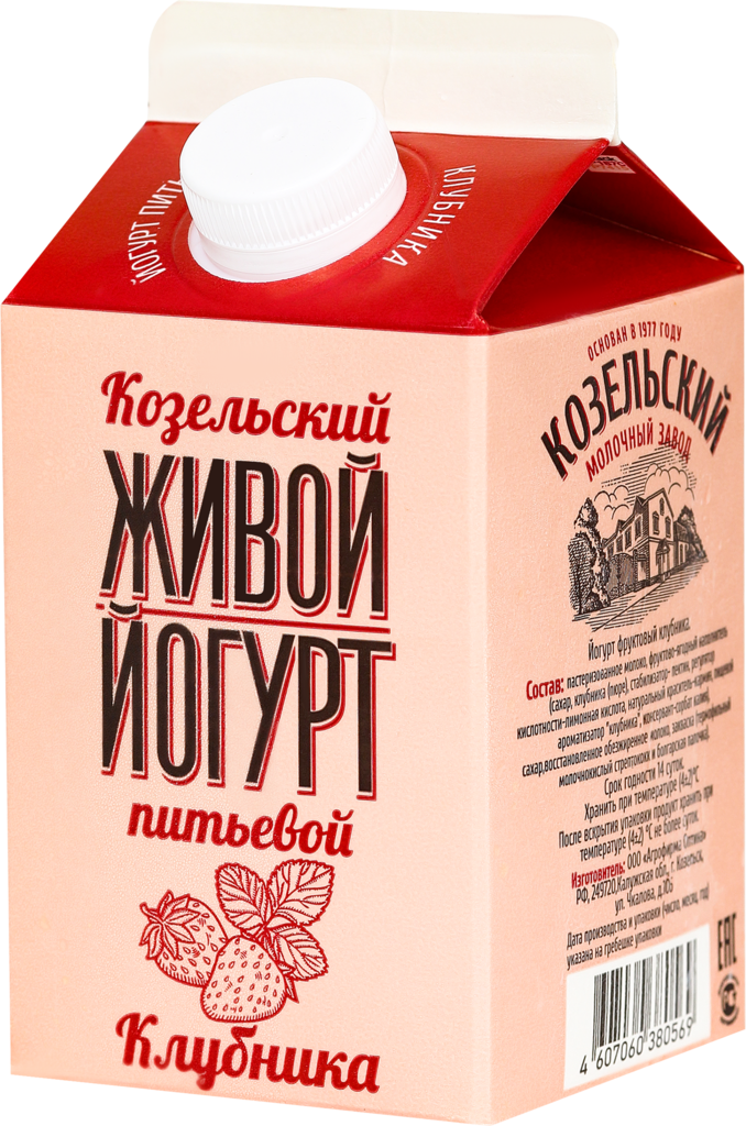 Изображение товара Йогурт питьевой КОЗЕЛЬСКОЕ МОЛОКО Клубника 2,5% 450г