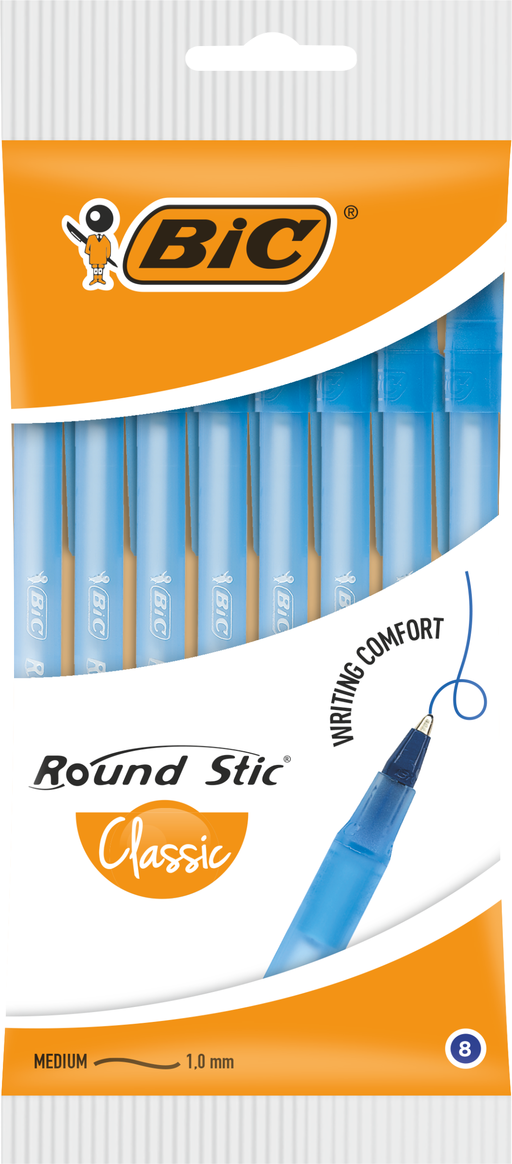 Изображение товара Набор шариковых ручек BIC Round Stic Classic, синий, 8шт